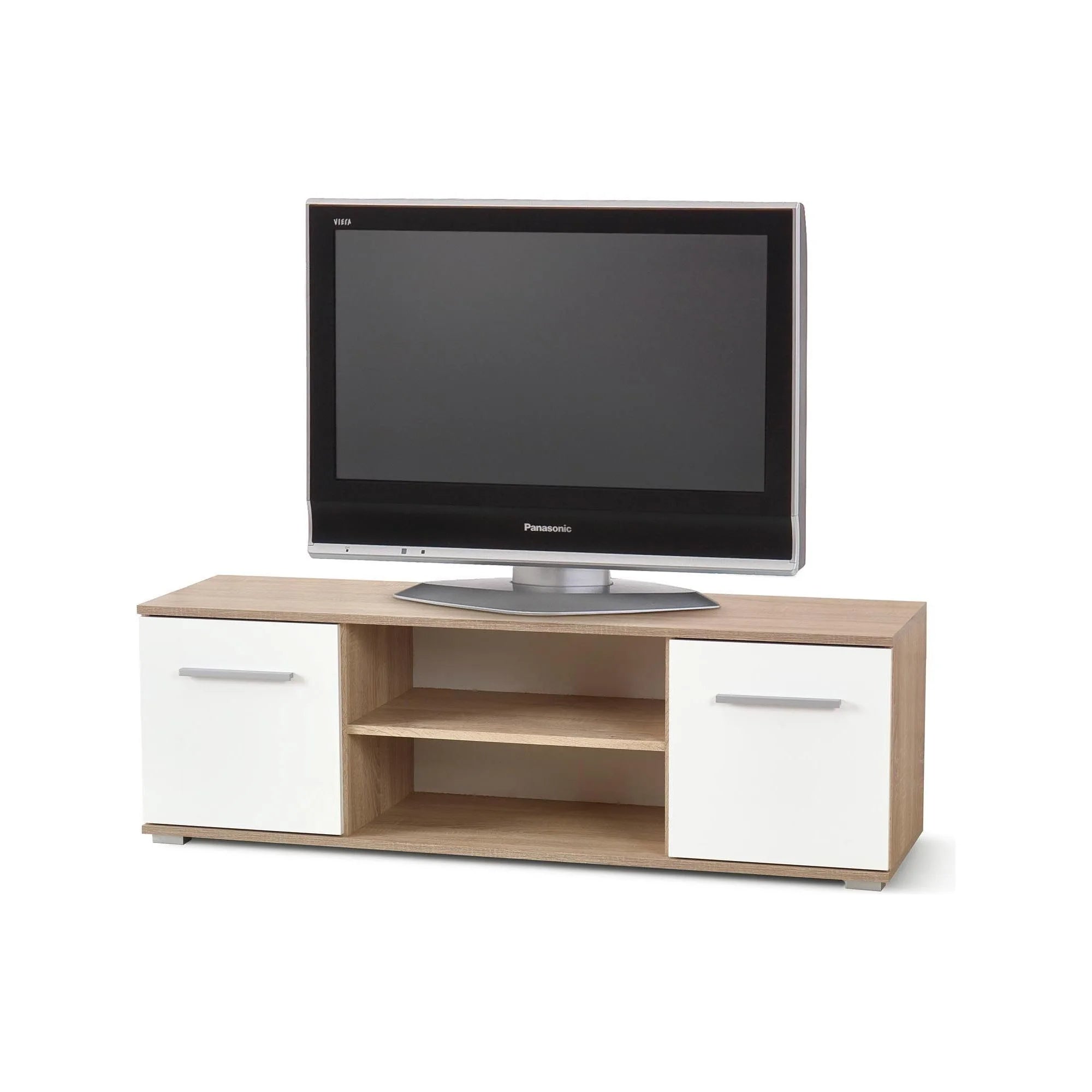 Comoda TV LIMA, alb/stejar sonoma, PAL laminat, 137x40x44 cm