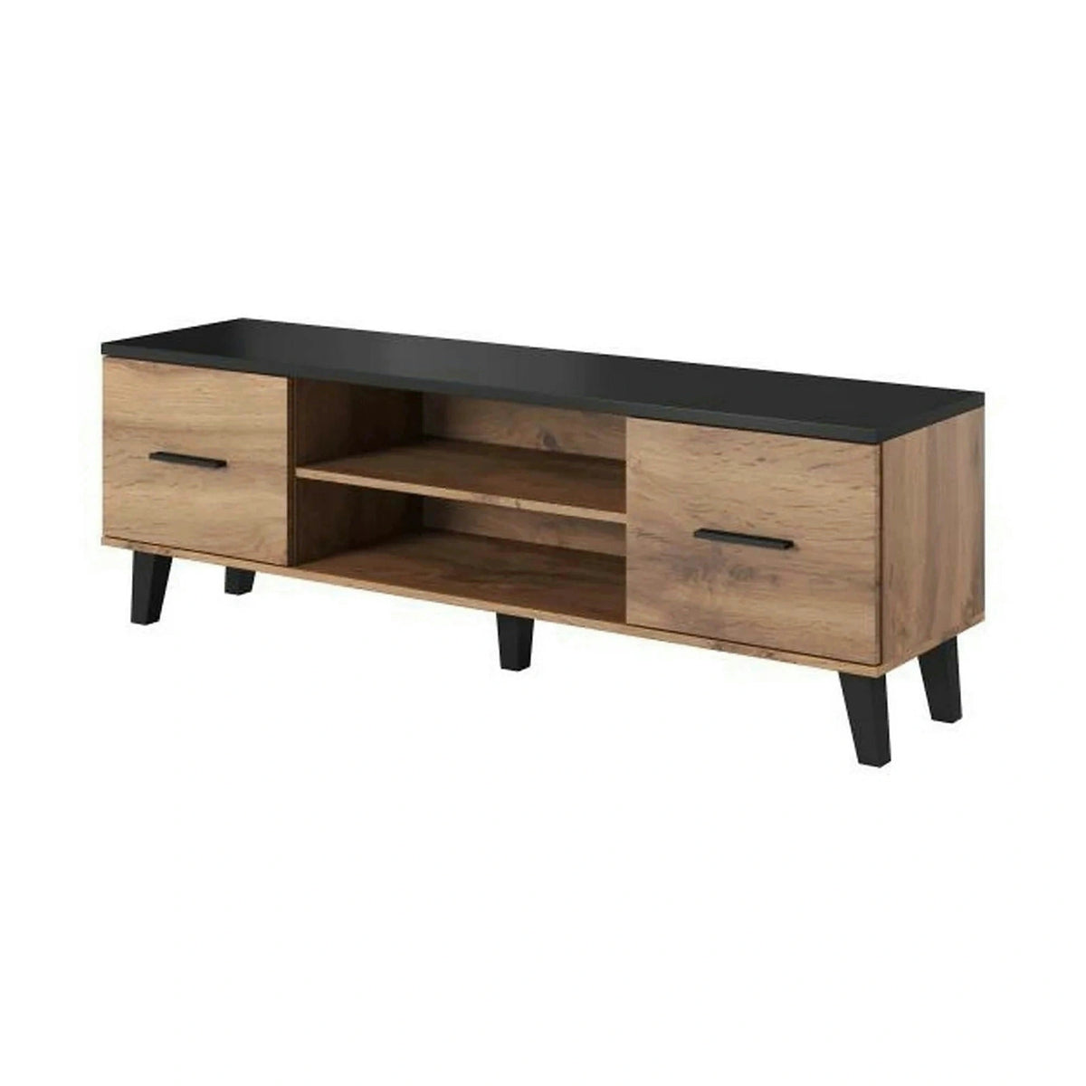 Comoda TV LOTTA, stejar wotan/negru, PAL, 160x40x53 cm