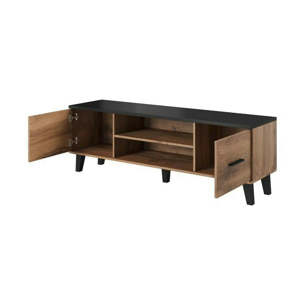 Comoda TV LOTTA, stejar wotan/negru, PAL, 160x40x53 cm