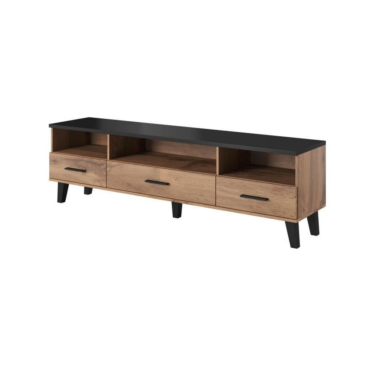 Comoda TV LOTTA, stejar wotan/negru, PAL, 80x40x53 cm
