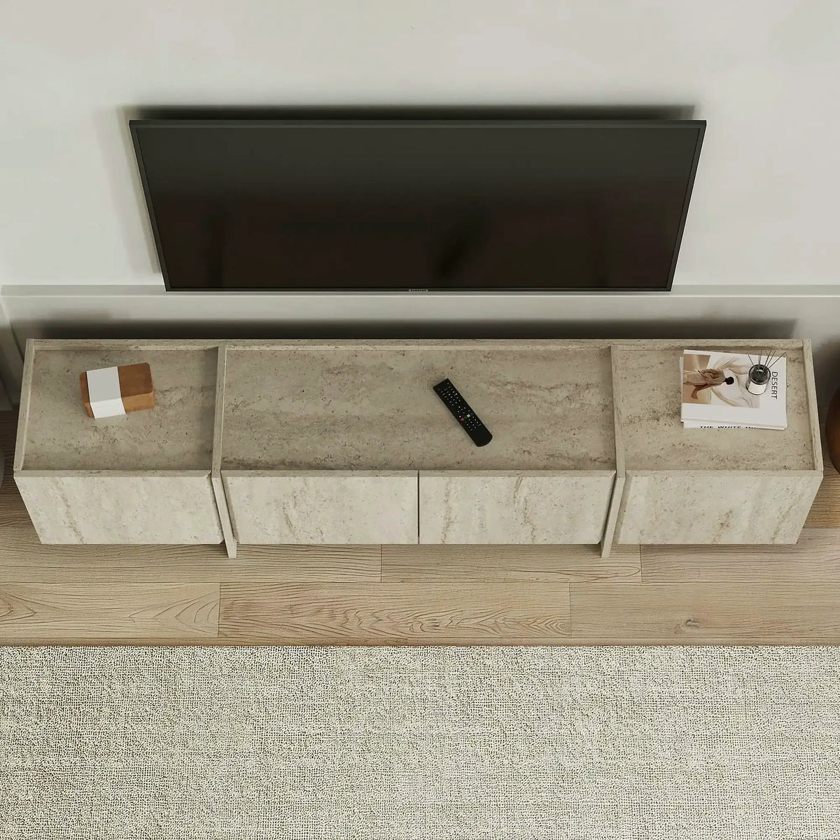 Comodă TV LOWEN, travertin, PAL melaminat, 180x35x46 cm