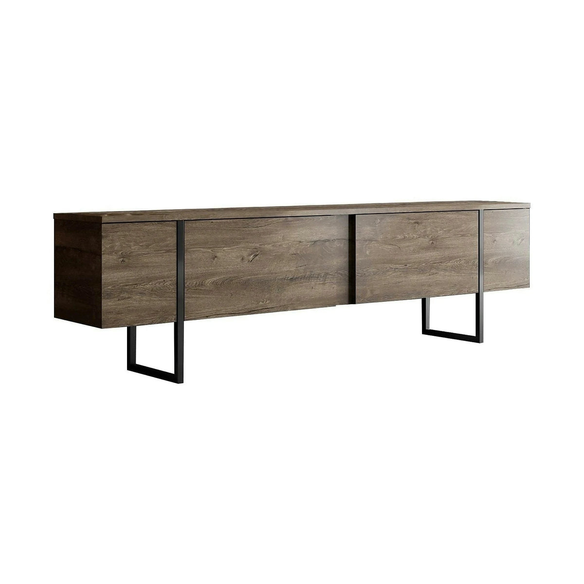 Comoda TV Luxe, nuc/negru, PAL/metal, 180x30x50 cm