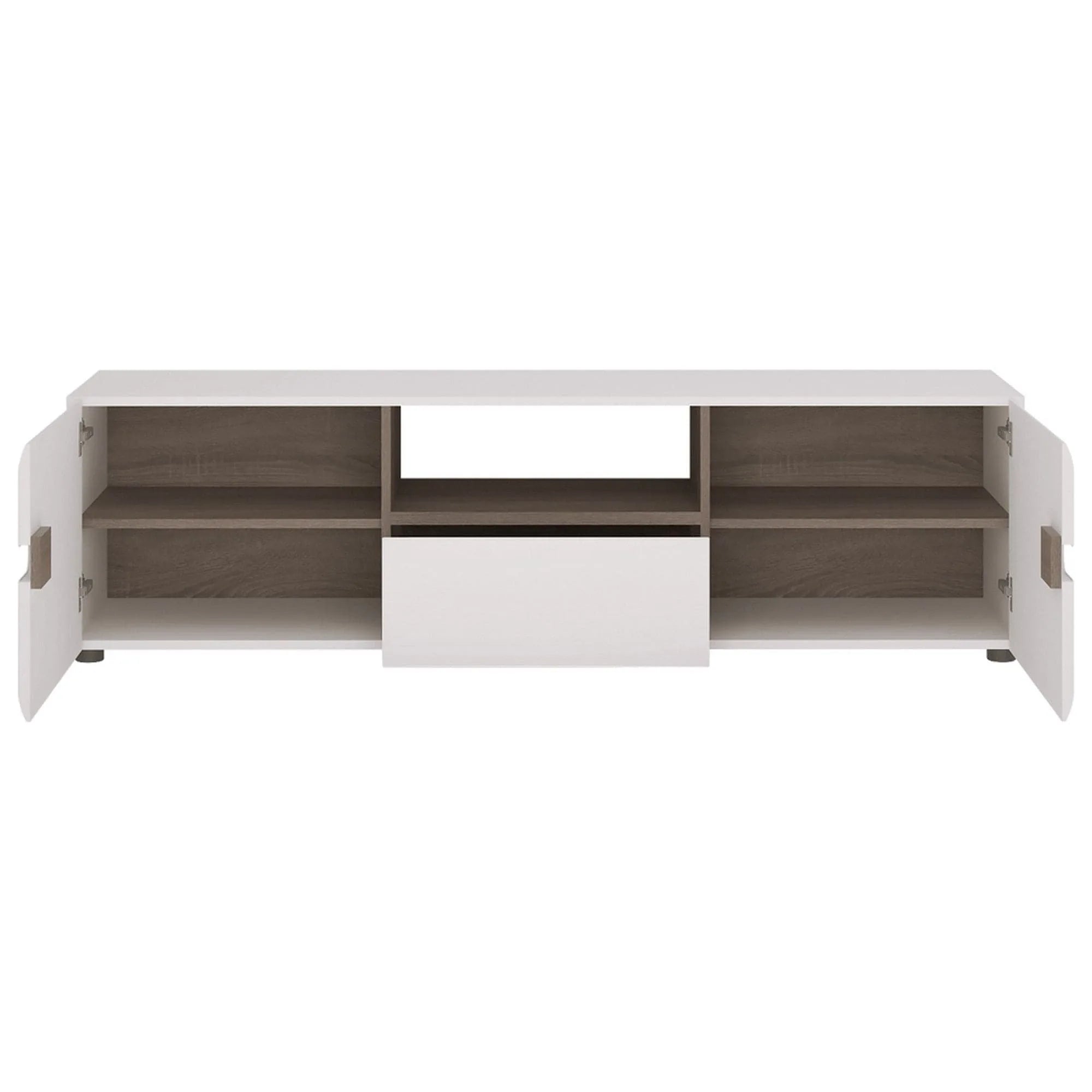 Comoda TV LYNATET TYP 50, alb lucios HG/stejar sonoma truflu, PAL, 164x42x46 cm