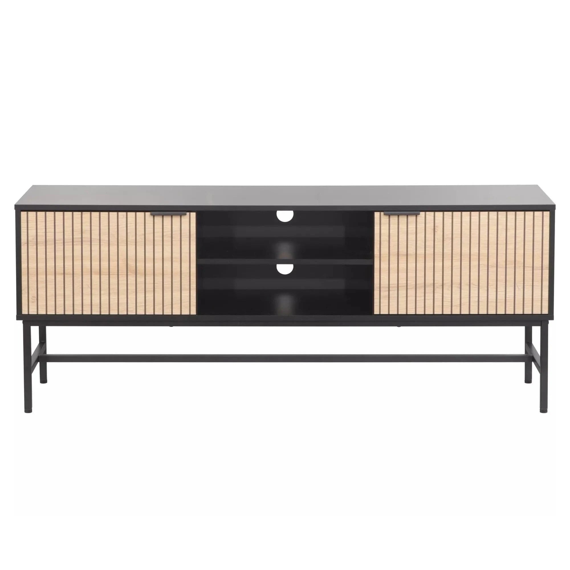 Comoda TV MAGO, negru/stejar, PAL/metal, 150x40x60 cm