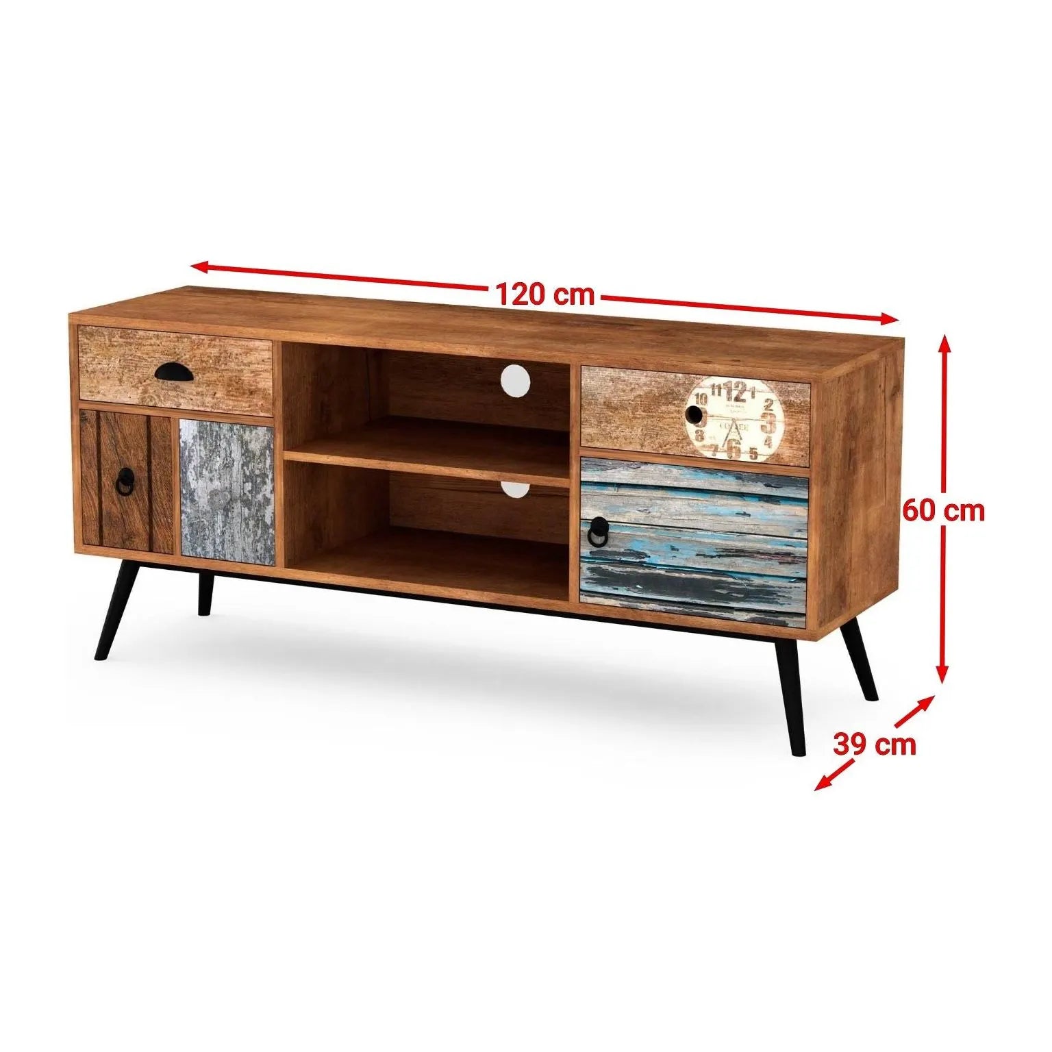 Comoda TV MEZO, multicolor, PAL/otel, 120x39x60 cm