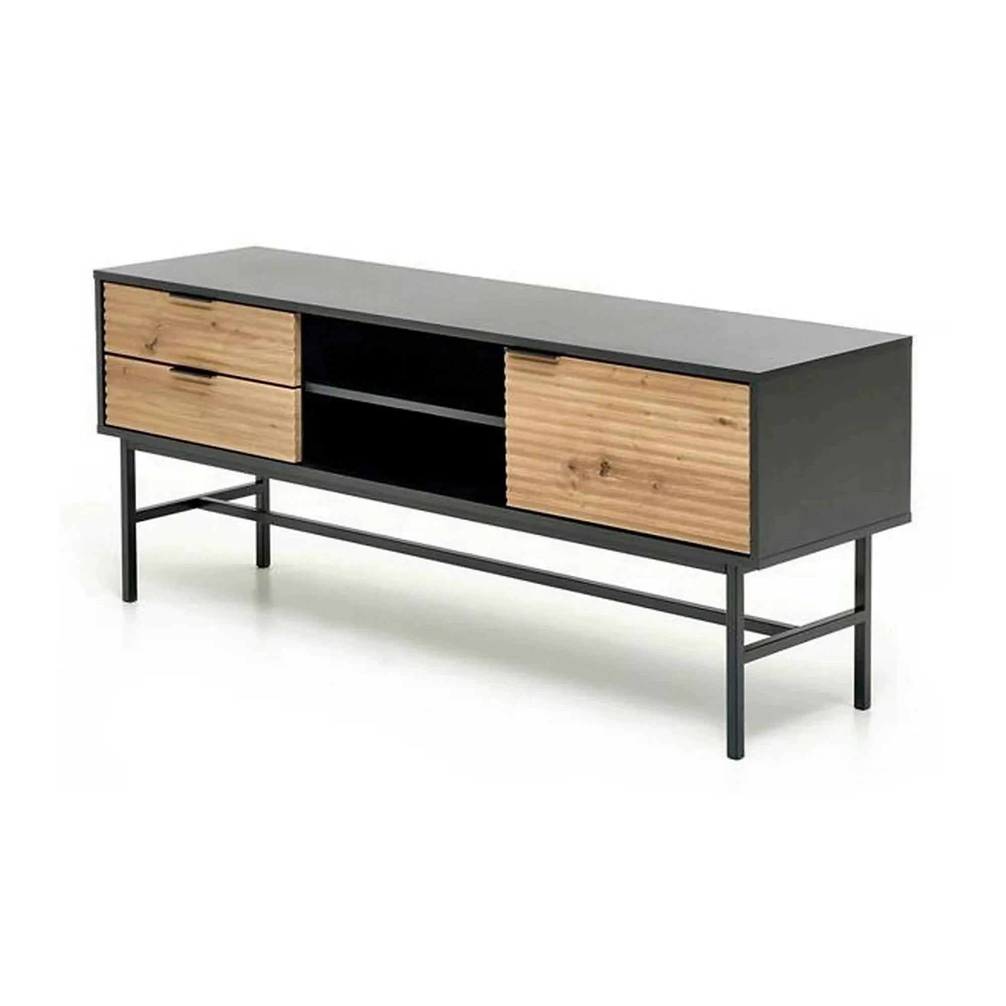 Comoda TV MURANO, stejar artisan/negru, PAL/metal, 150x40x61 cm