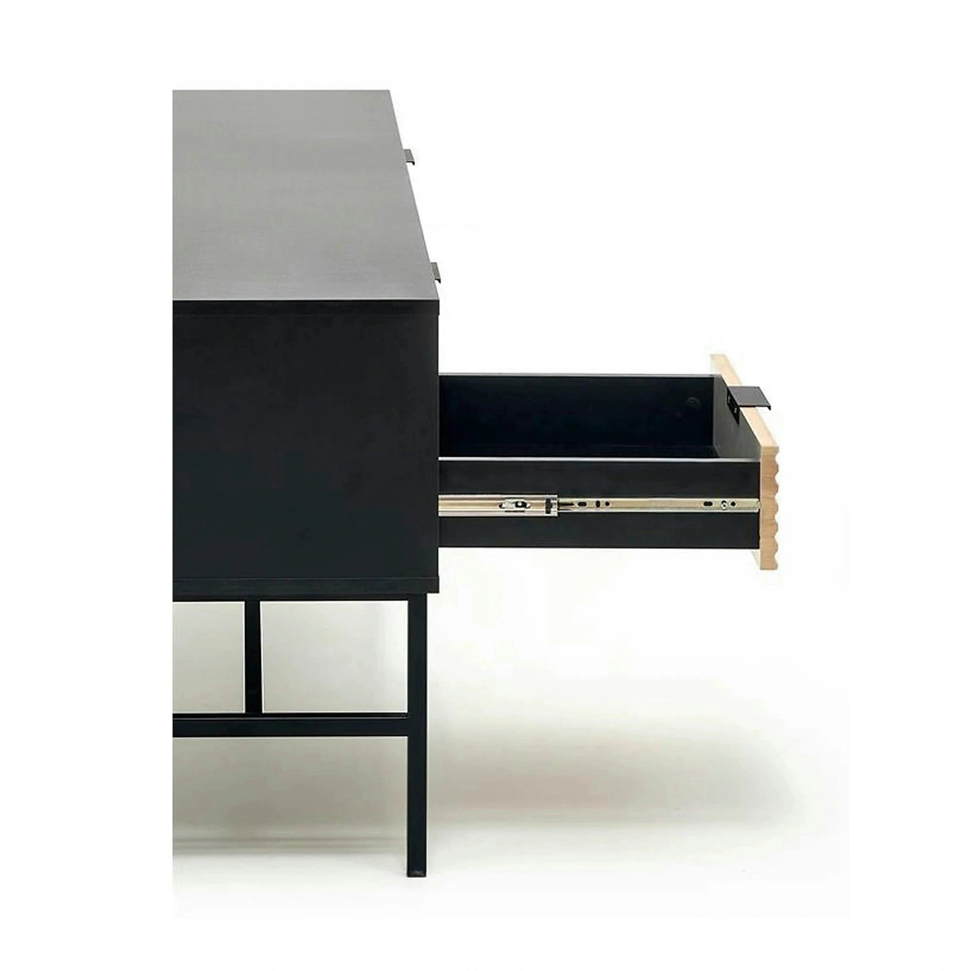 Comoda TV MURANO, stejar artisan/negru, PAL/metal, 150x40x61 cm