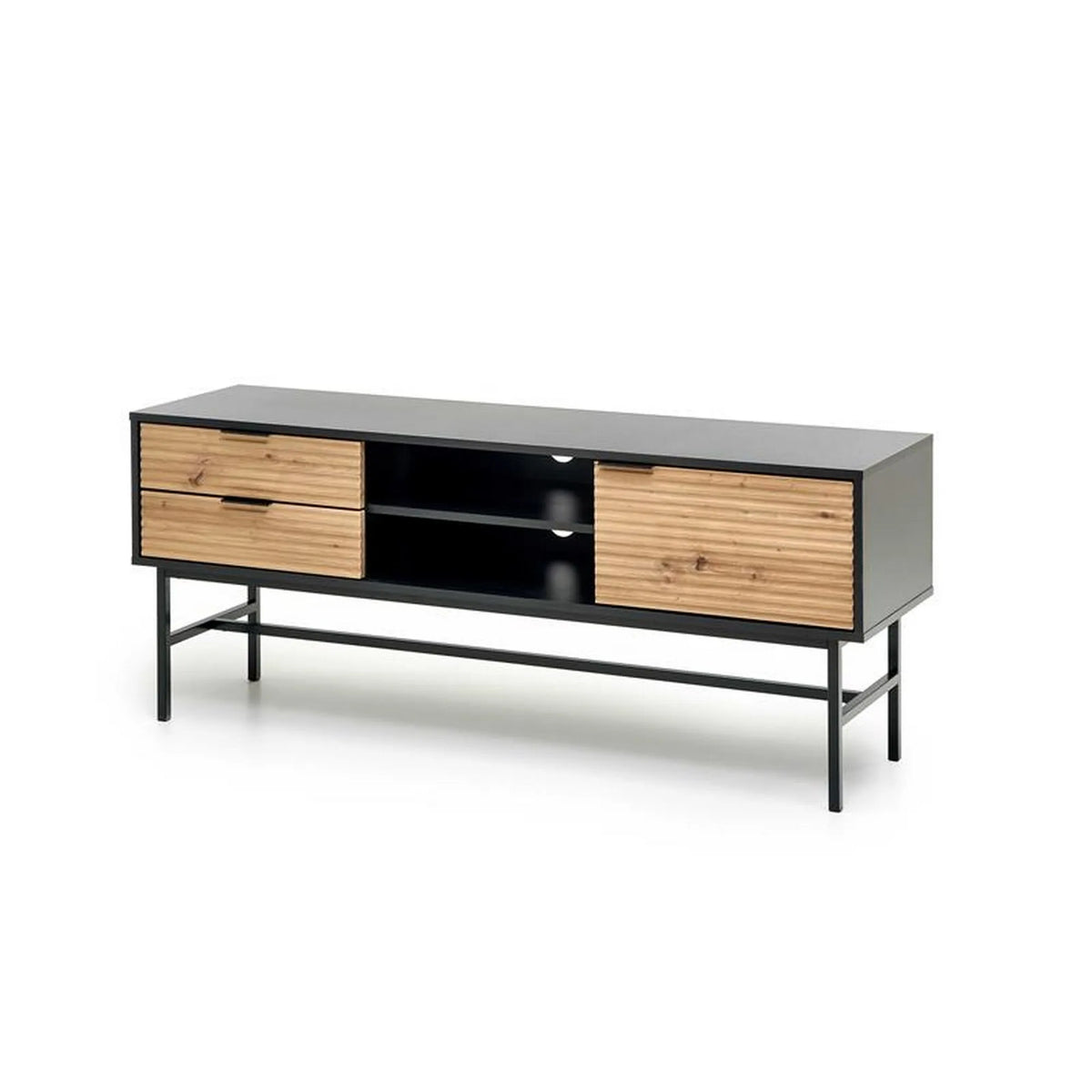 Comoda TV MURANO, stejar artisan/negru, PAL/metal, 150x40x61 cm