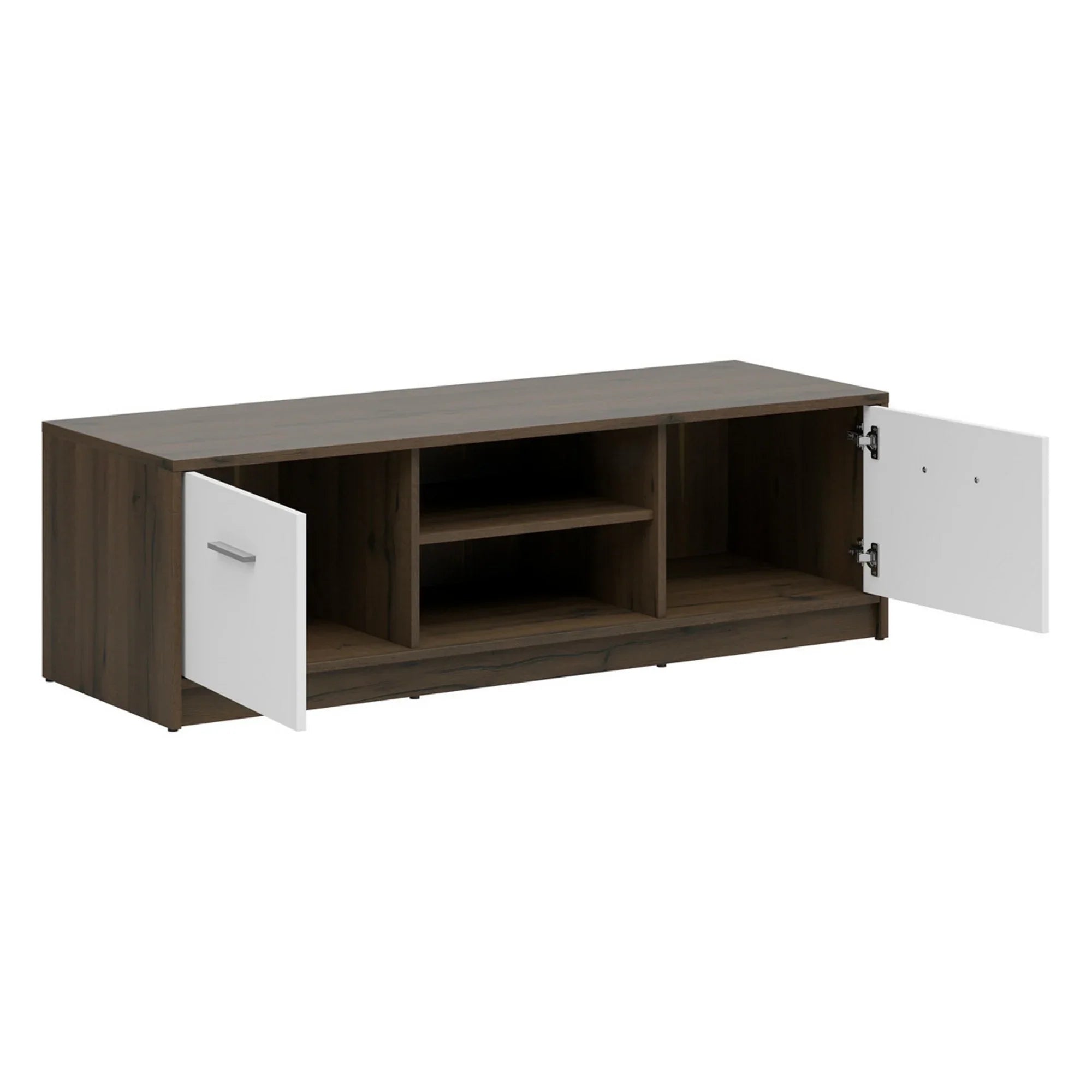 Comoda TV NEPO PLUS, stejar/alb, PAL laminat, 139x47x43 cm