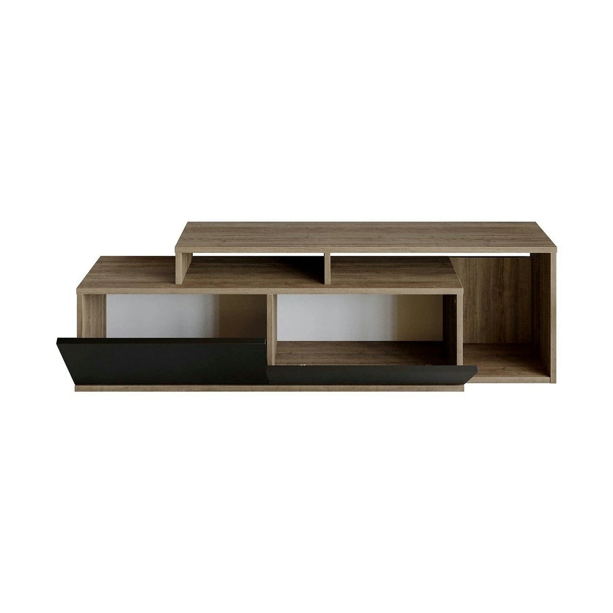Comoda TV Nexera, negru/nuc, PAL melaminat, 150x35x43 cm