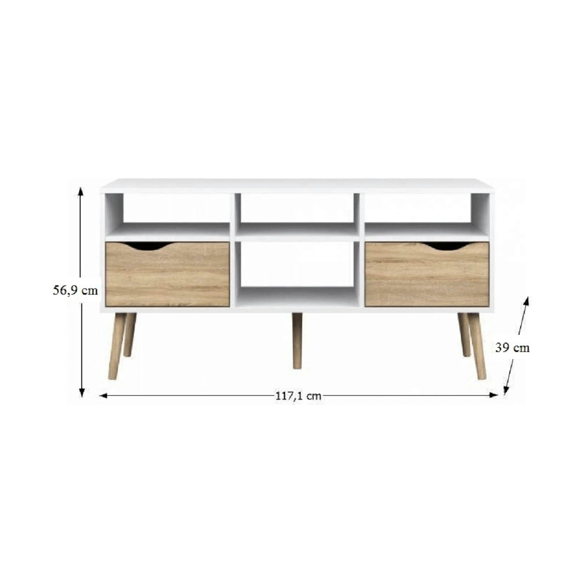 Comoda TV OSLO 75391, stejar sonoma/alb, PAL melaminat, 117x39x57 cm