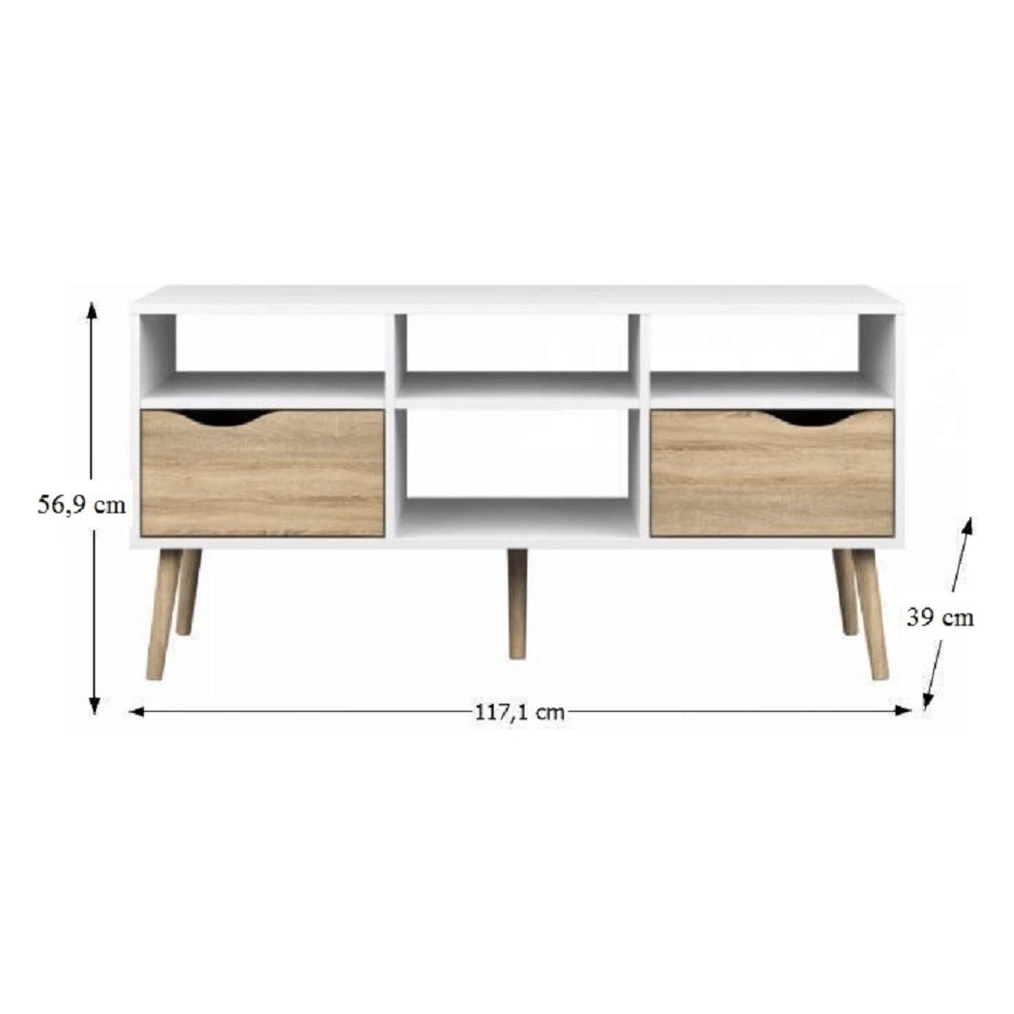 Comoda TV OSLO 75391, stejar sonoma/alb, PAL melaminat, 117x39x57 cm