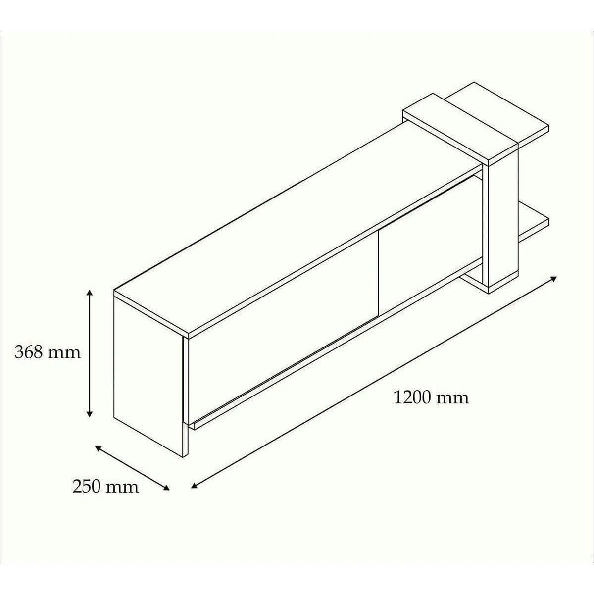Comoda TV OVA, stejar/gri antracit, PAL melaminat, 120x25x37 cm