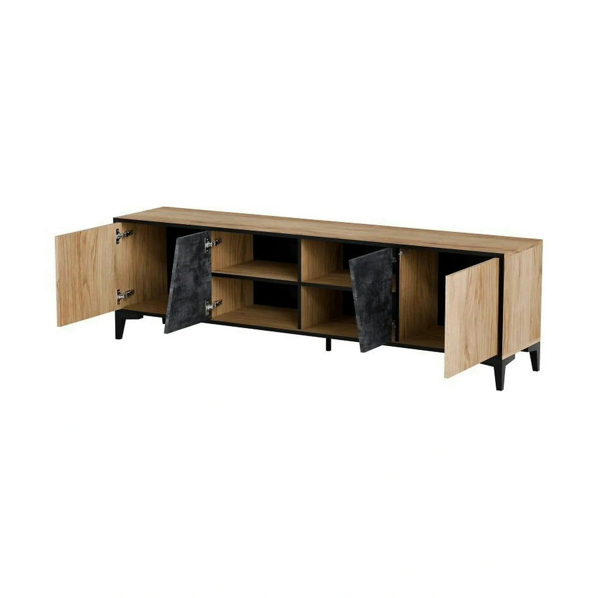 Comoda TV OVO, stejar/gri beton, PAL laminat, 180x38x53 cm
