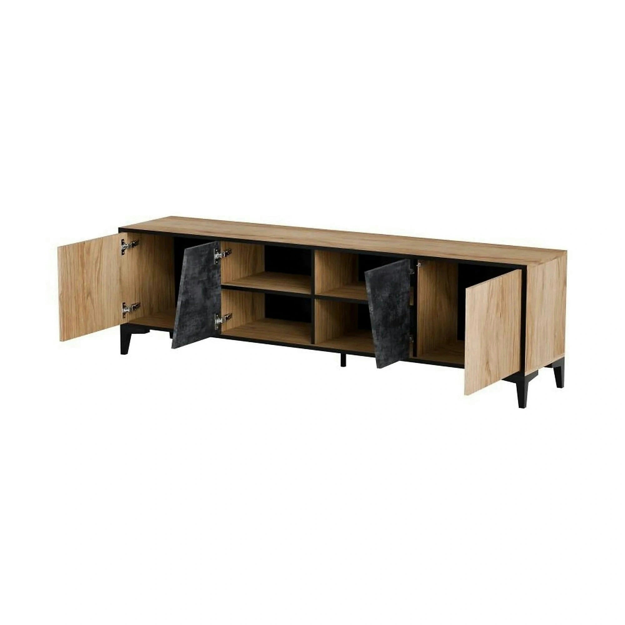 Comoda TV OVO, stejar/gri beton, PAL laminat, 180x38x53 cm