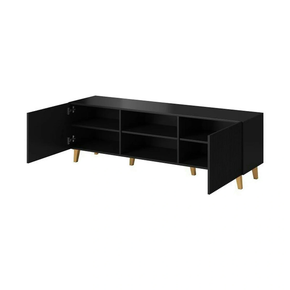 Comoda TV PAFOS, negru, PAL laminat, 150x40x52 cm