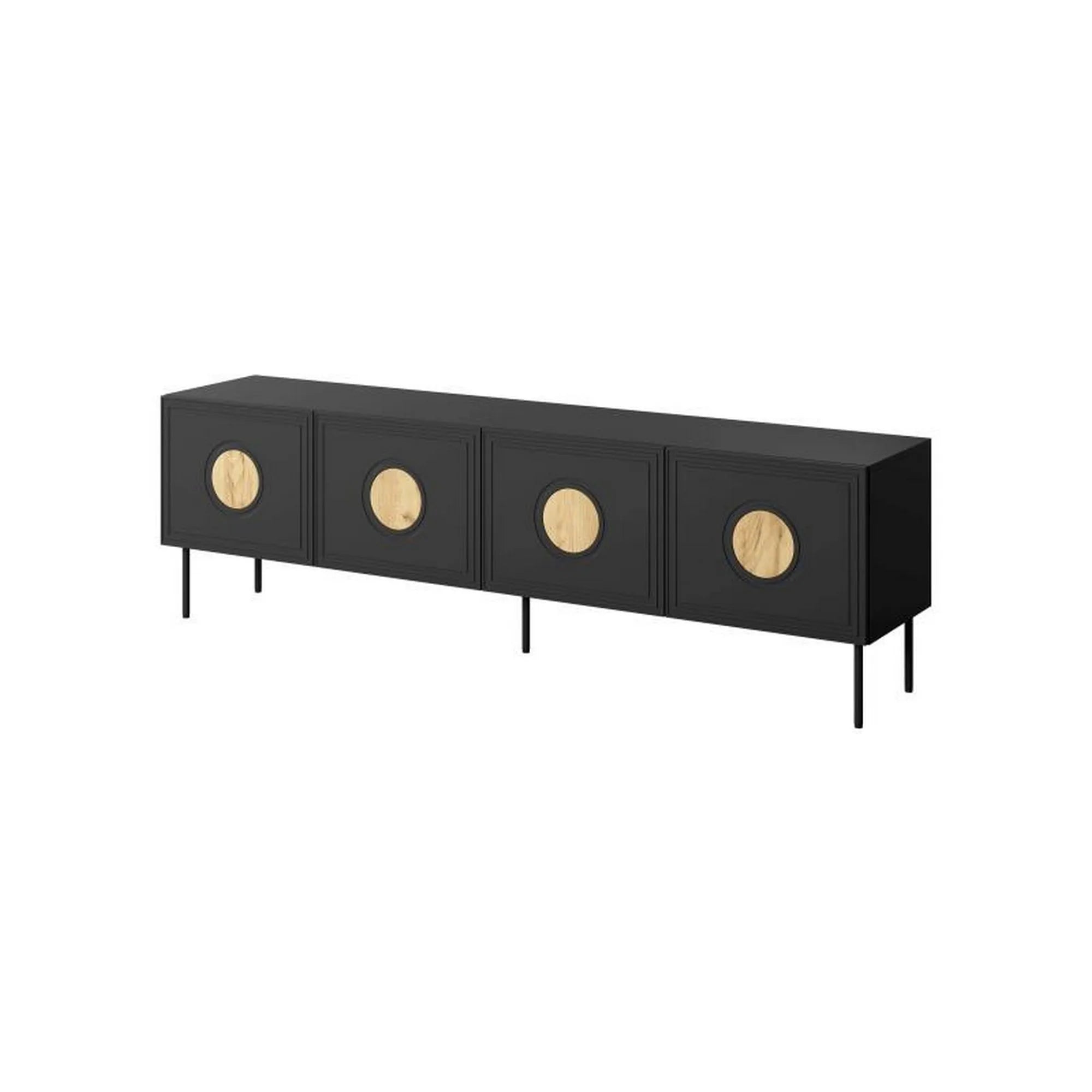 Comoda TV PALAZZO, negru, PAL laminat/metal, 200x42x60 cm