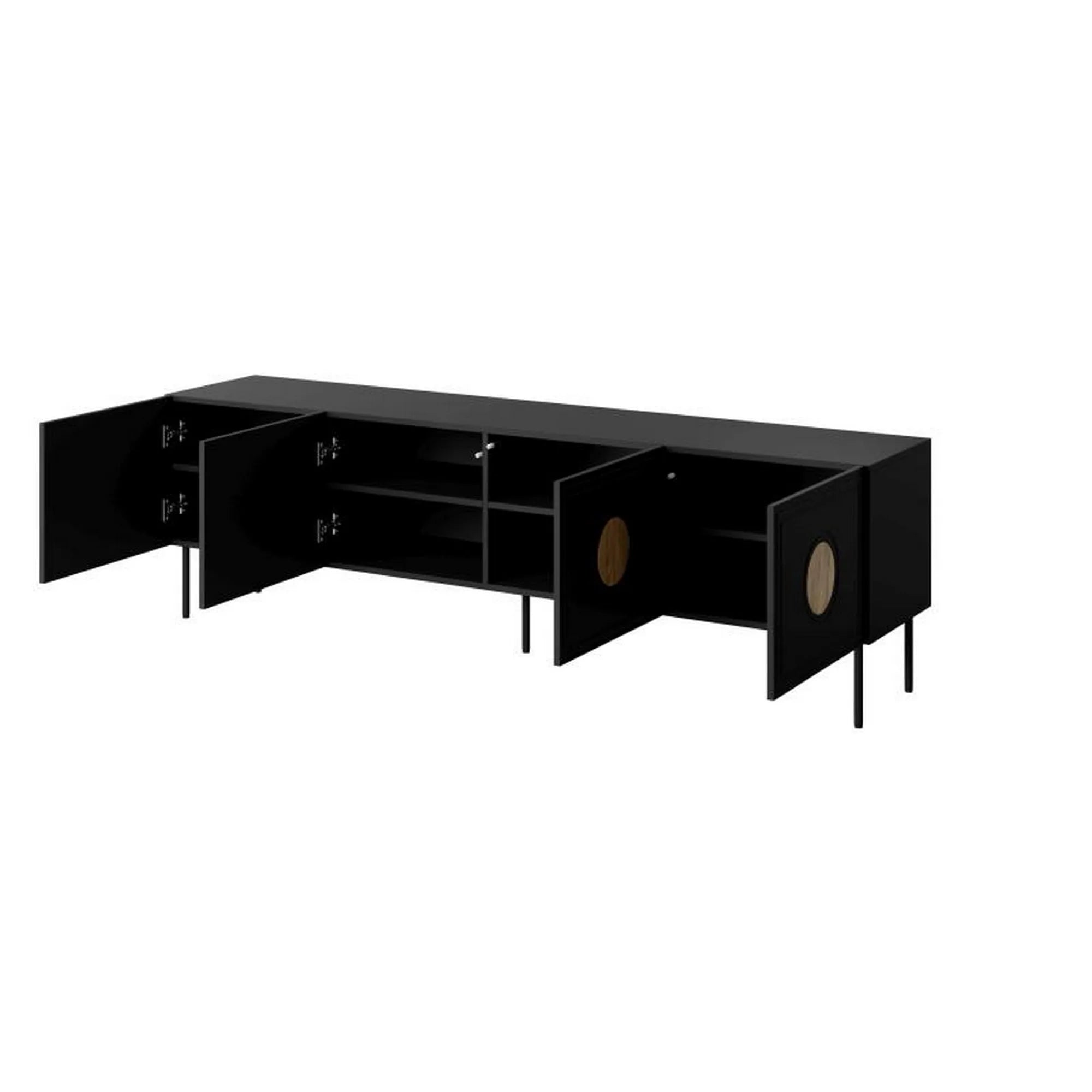 Comoda TV PALAZZO, negru, PAL laminat/metal, 200x42x60 cm