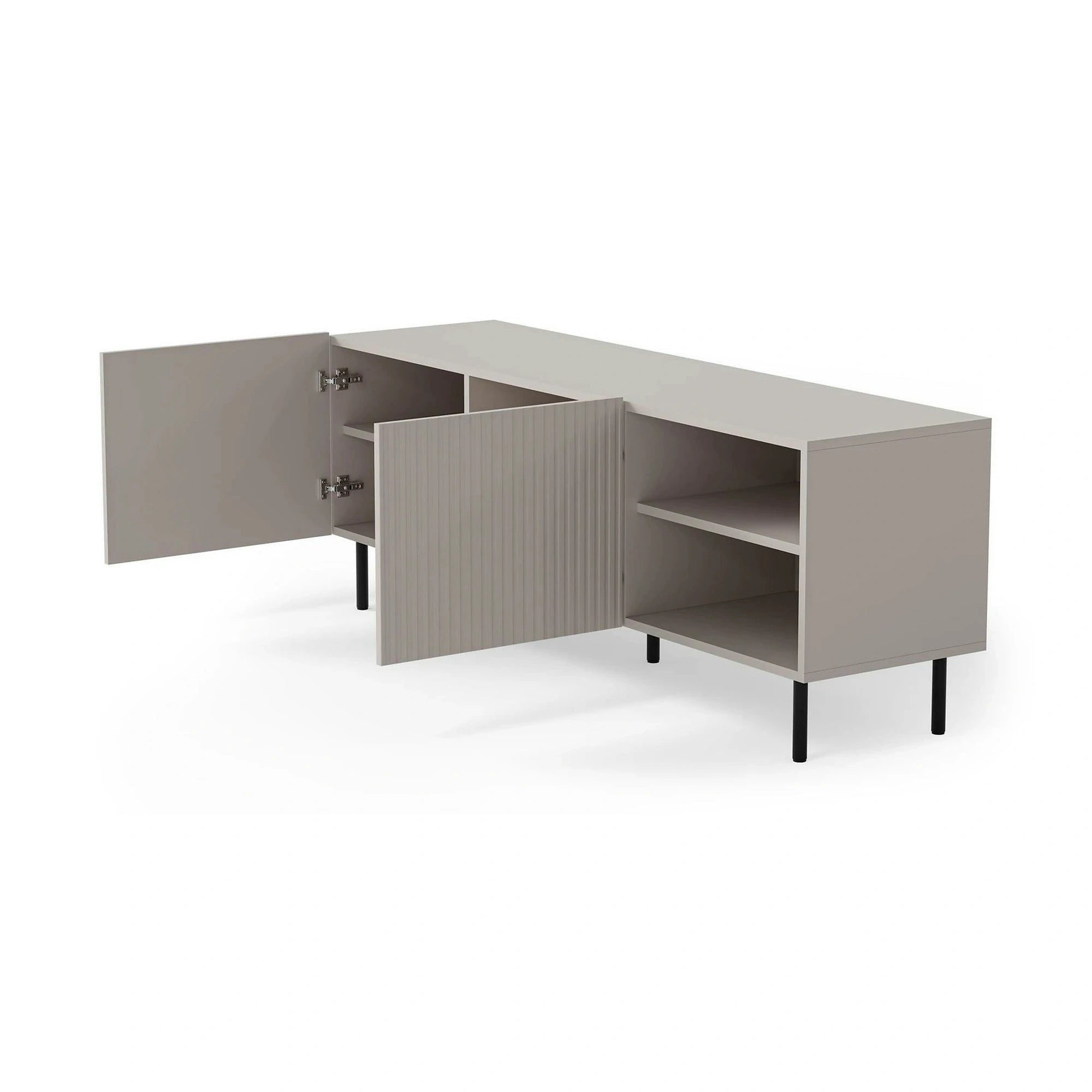 Comoda TV PAXOS RTV-1, casmir/negru, PAL laminat/otel, 150x40x54 cm