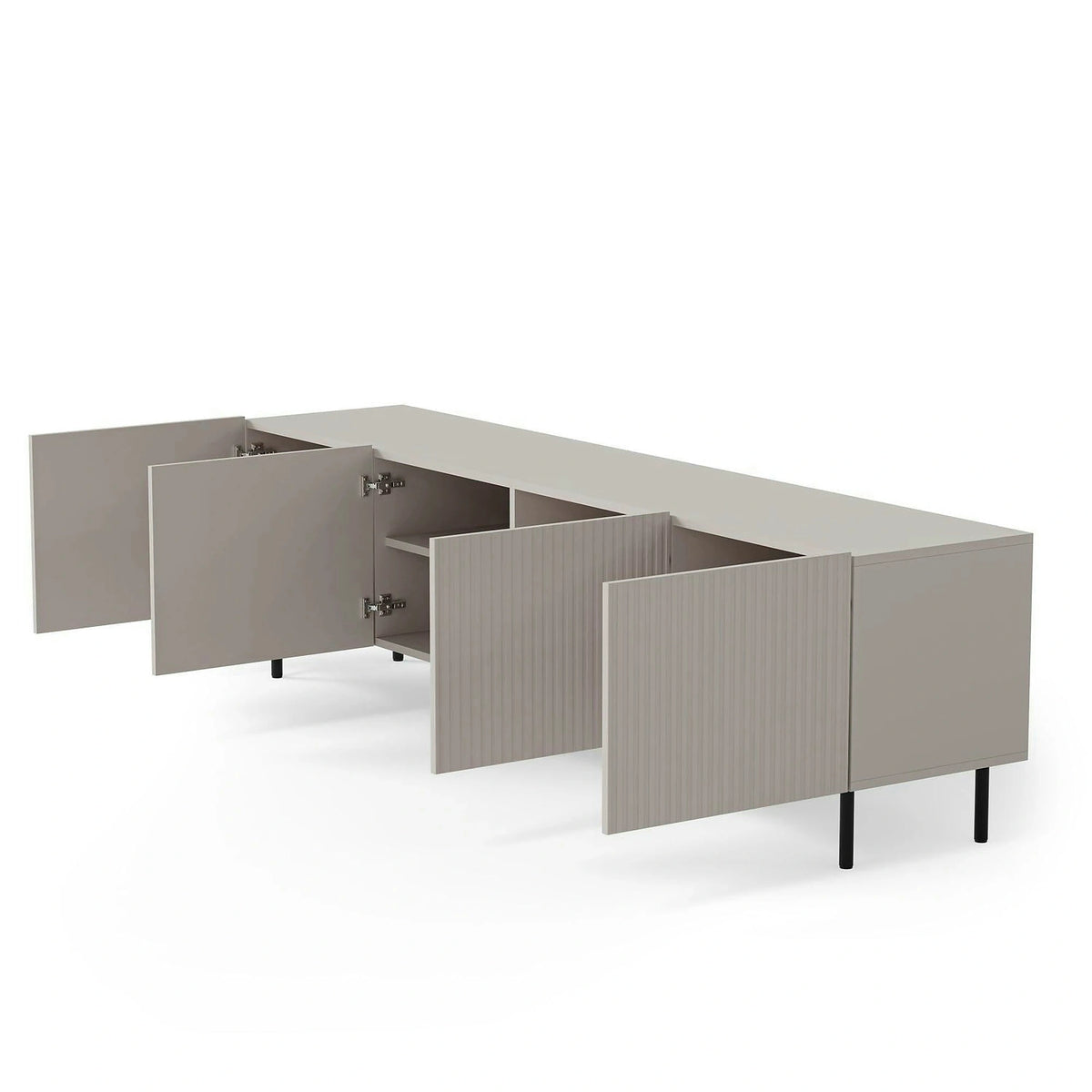 Comoda TV PAXOS RTV-2, casmir/negru, PAL laminat/otel, 200x40x54 cm