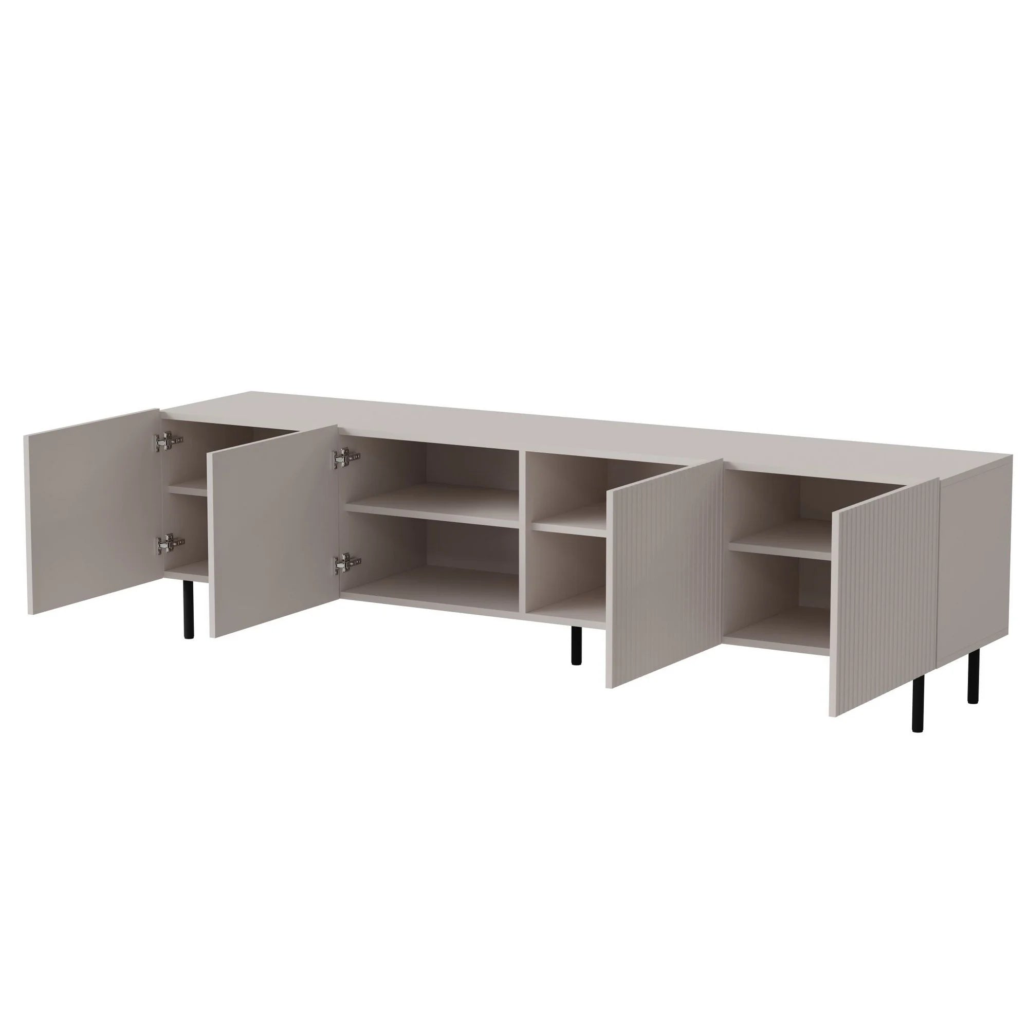 Comoda TV PAXOS RTV-2, casmir/negru, PAL laminat/otel, 200x40x54 cm