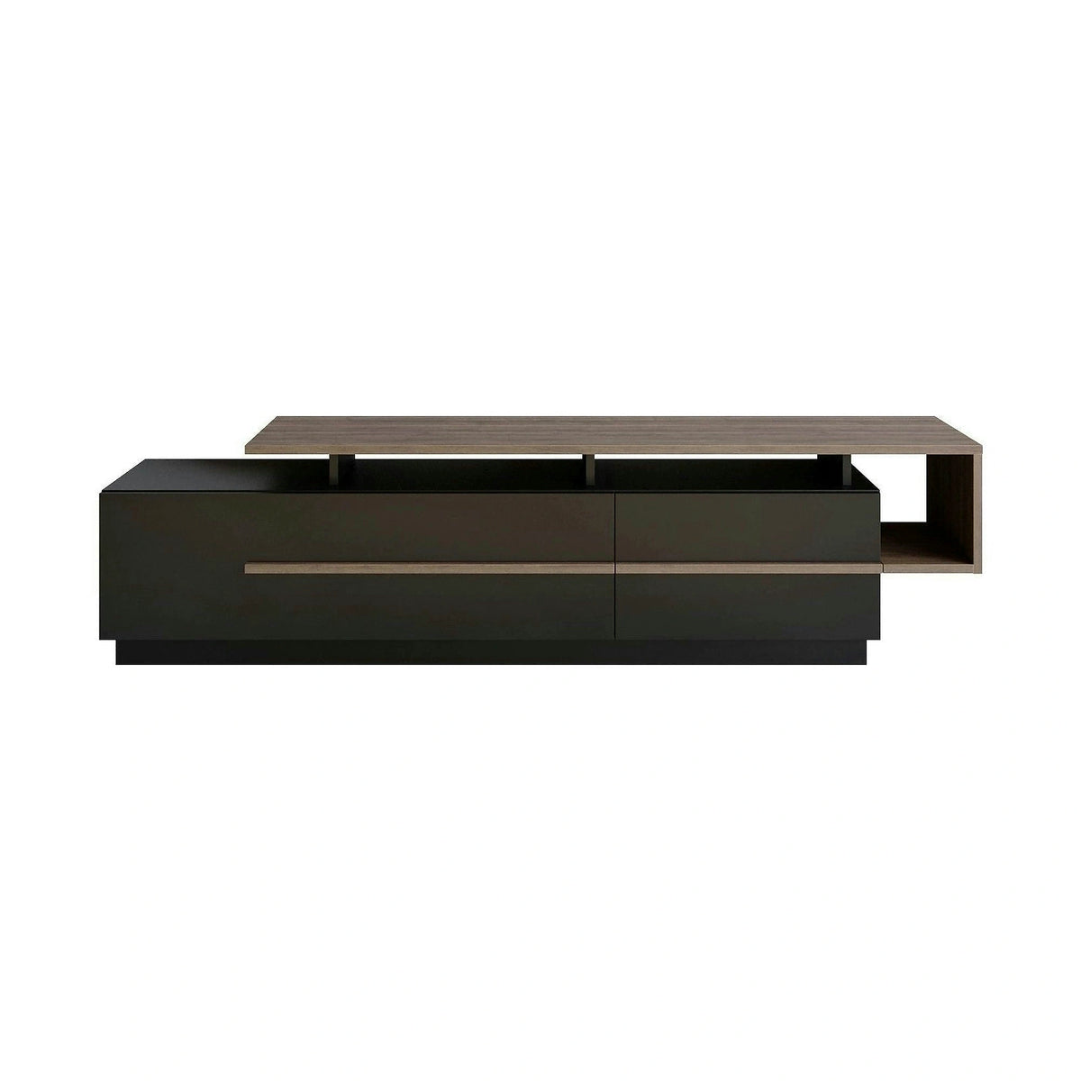 Comoda TV Pia, negru/nuc, PAL melaminat, 180x39x46 cm