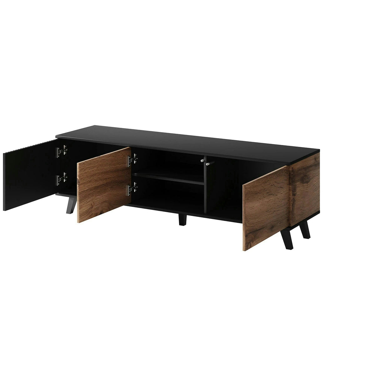 Comoda TV RANDOM , stejar wotan/negru, PAL furniruit, 150x40x47 cm