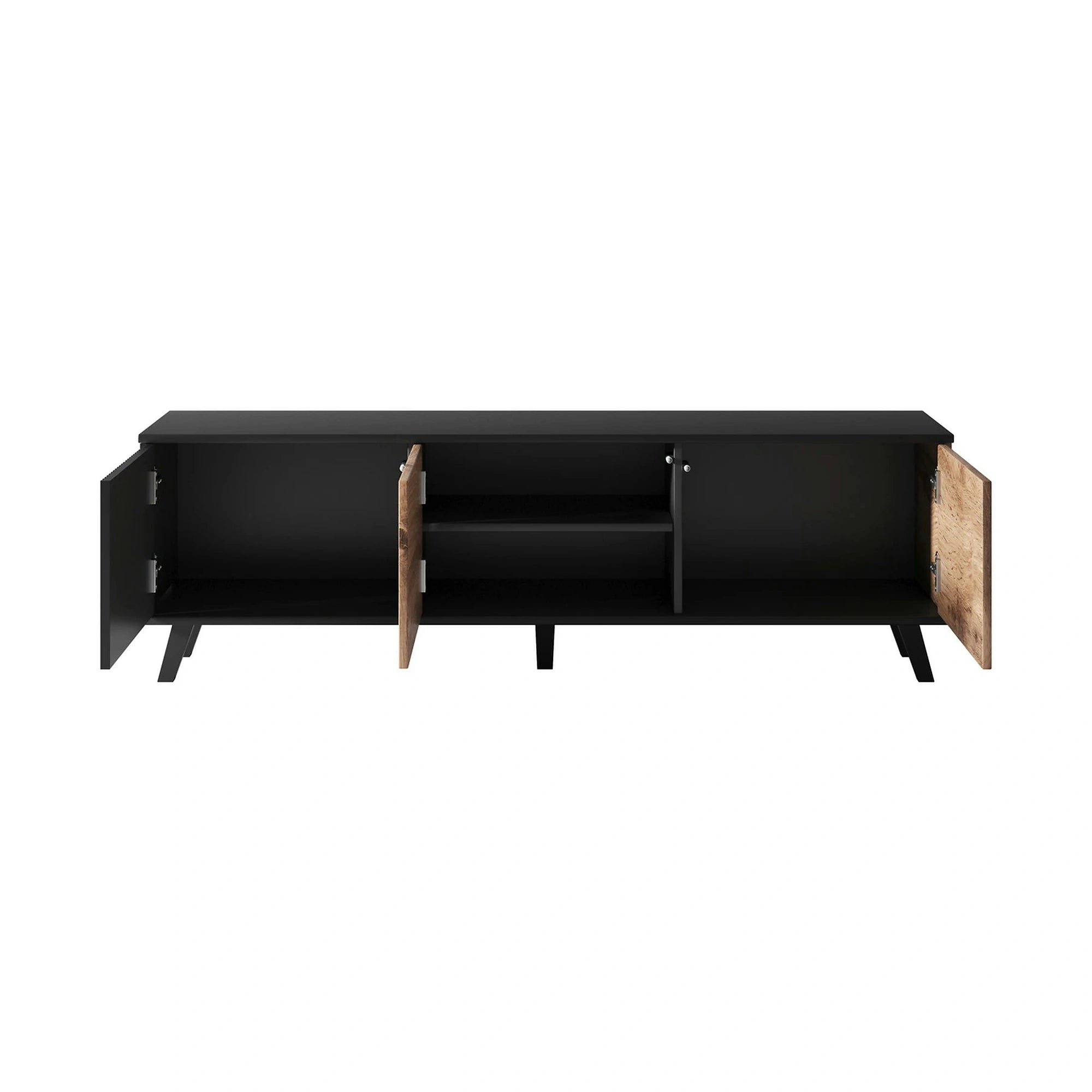 Comoda TV RANDOM , stejar wotan/negru, PAL furniruit, 150x40x47 cm