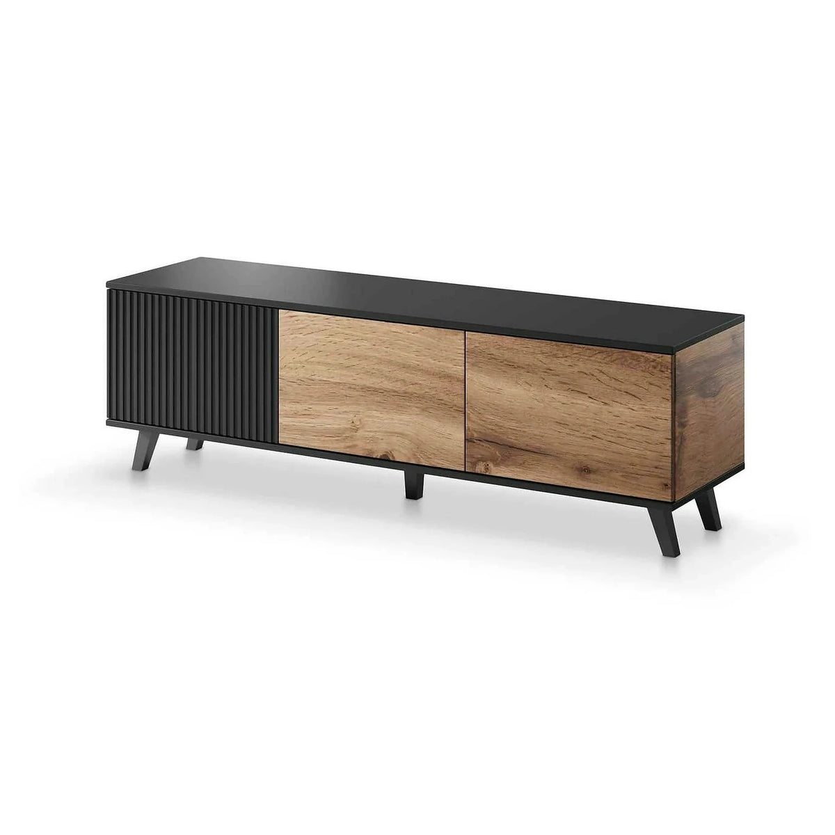Comoda TV RANDOM , stejar wotan/negru, PAL furniruit, 150x40x47 cm