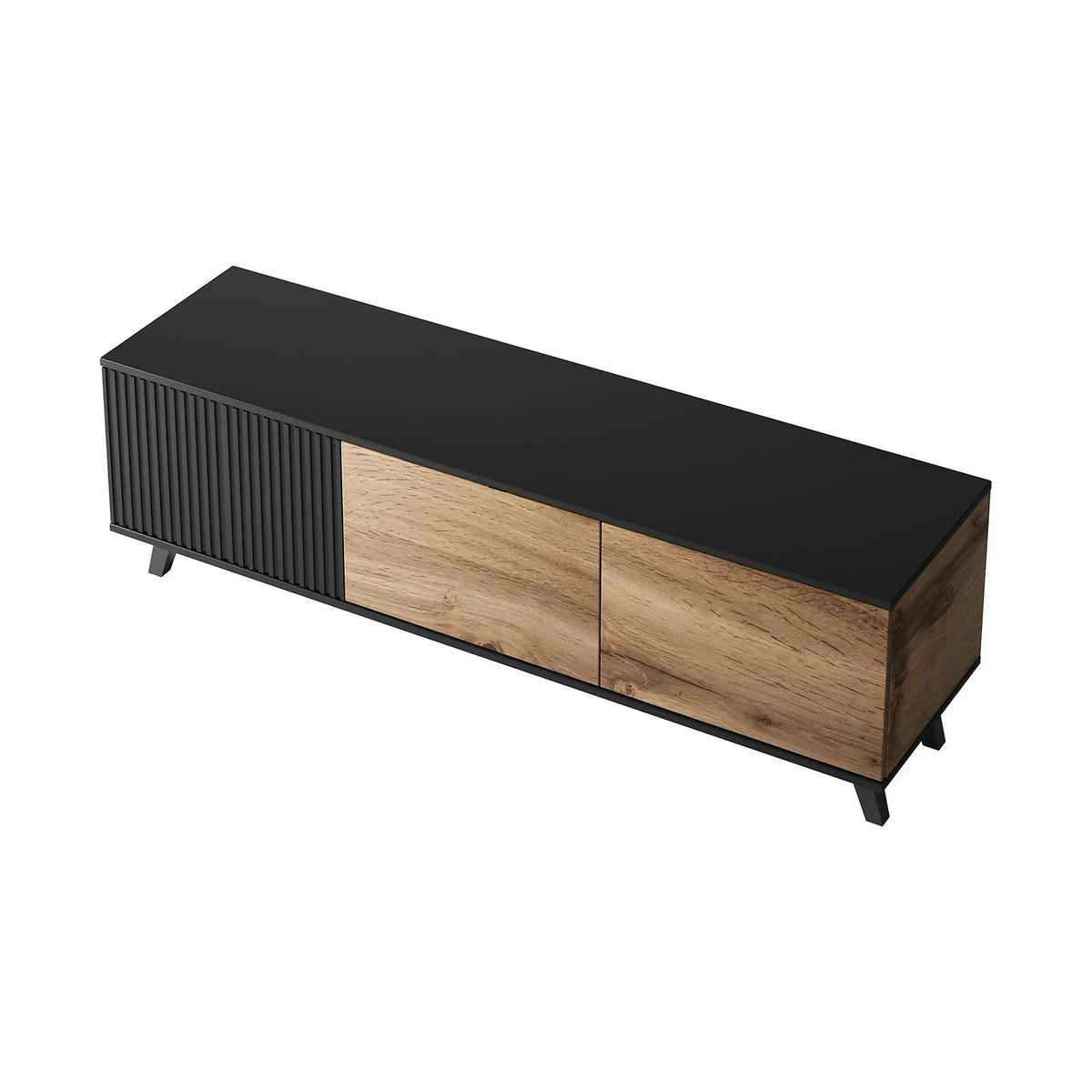 Comoda TV RANDOM , stejar wotan/negru, PAL furniruit, 150x40x47 cm
