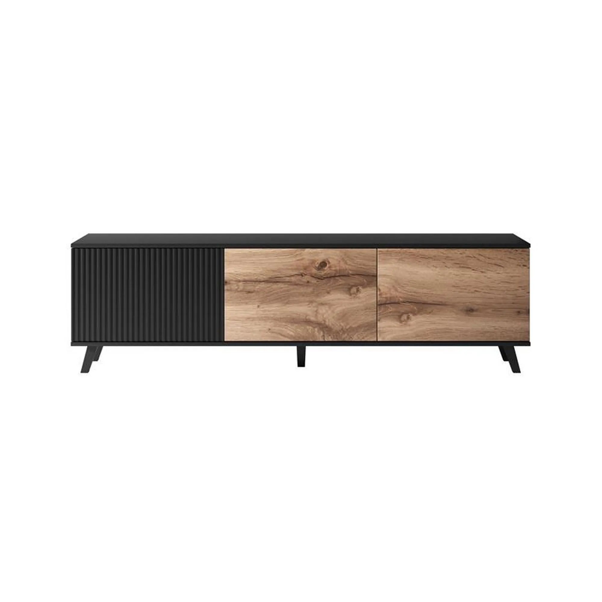 Comoda TV RANDOM, stejar wotan/negru, PAL furniruit, 180x40x52 cm