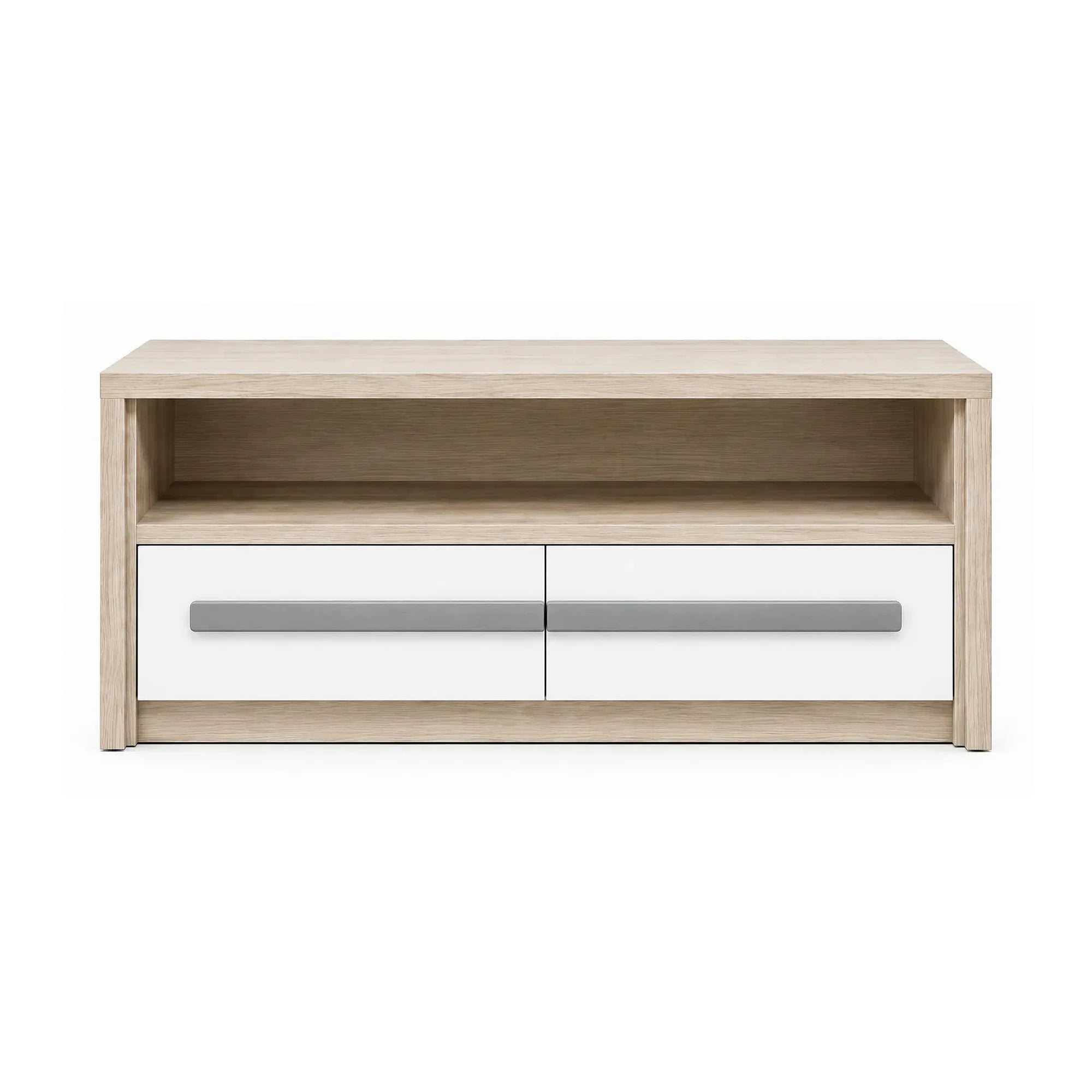 Comoda TV ROMA 4, alb/gri/stejar, PAL laminat, 120x53x44 cm