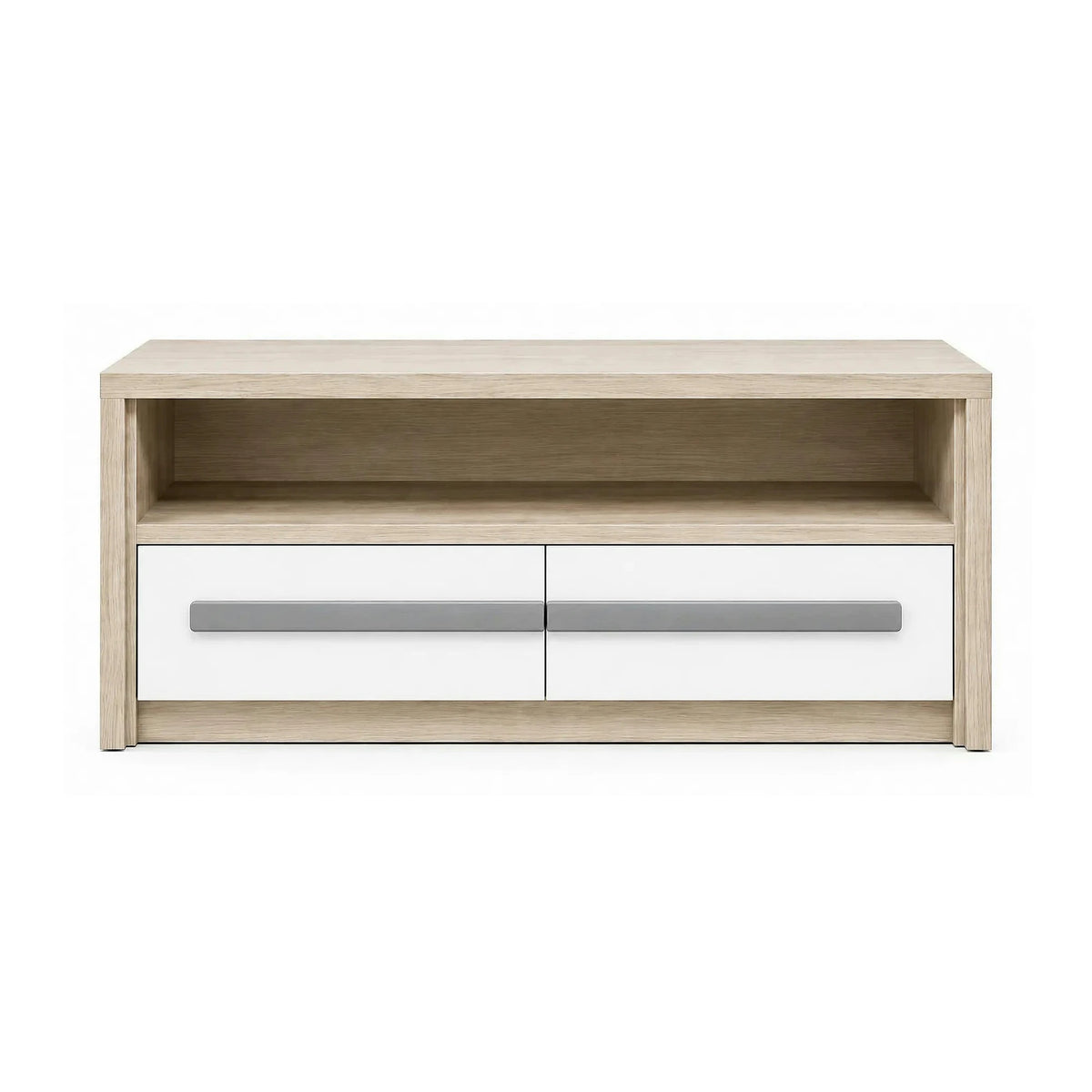 Comoda TV ROMA 4, alb/gri/stejar, PAL laminat, 120x53x44 cm