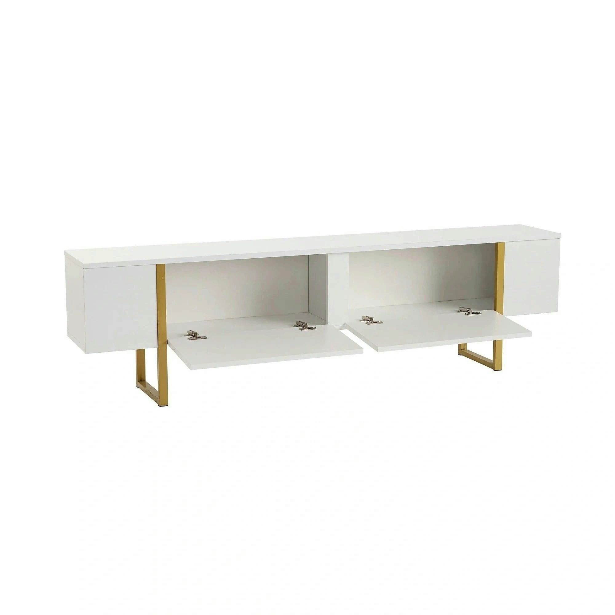 Comoda TV SERENITY, alb/auriu, PAL/metal, 180x30x50 cm