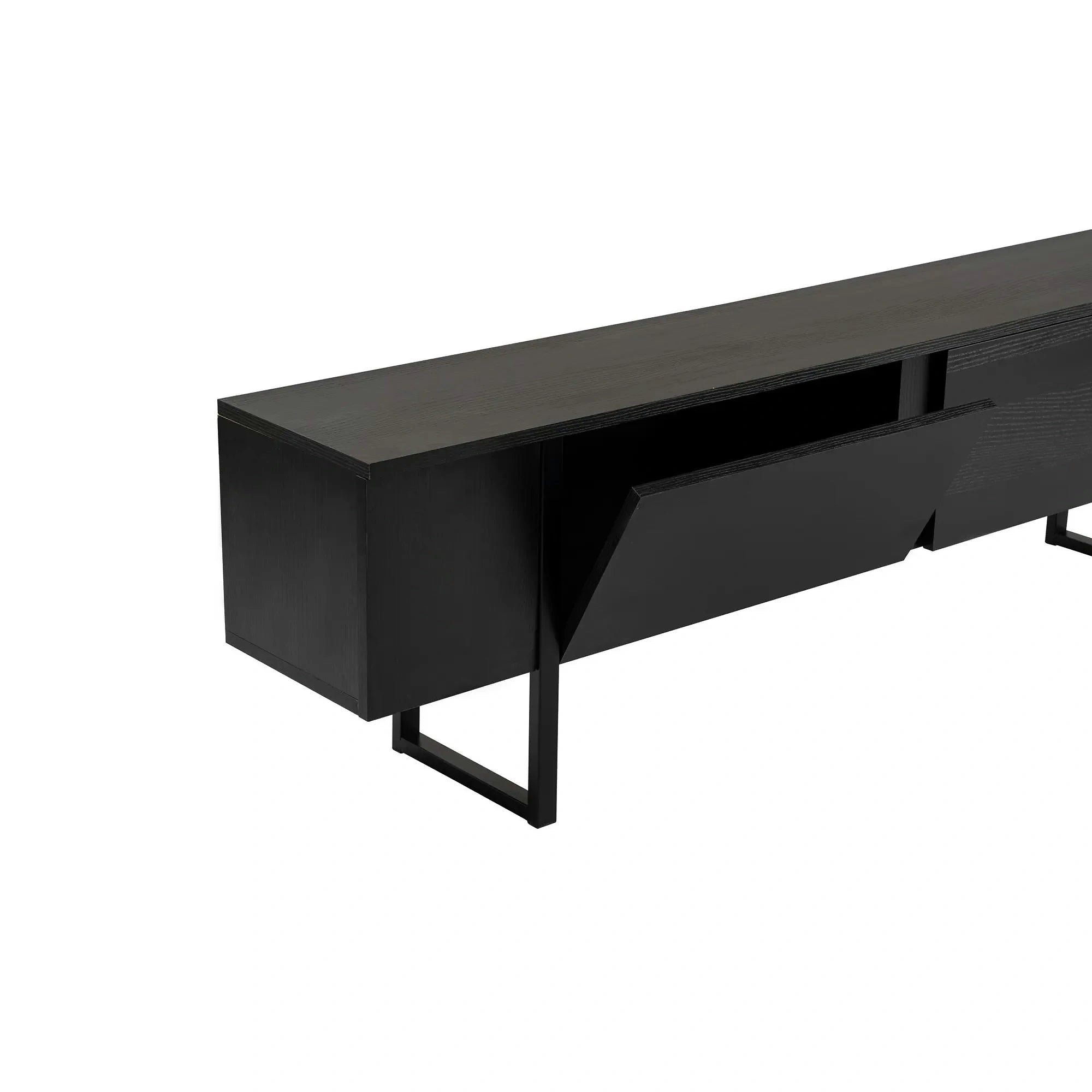 Comoda TV SERENITY, negru, PAL/metal, 180x30x50 cm