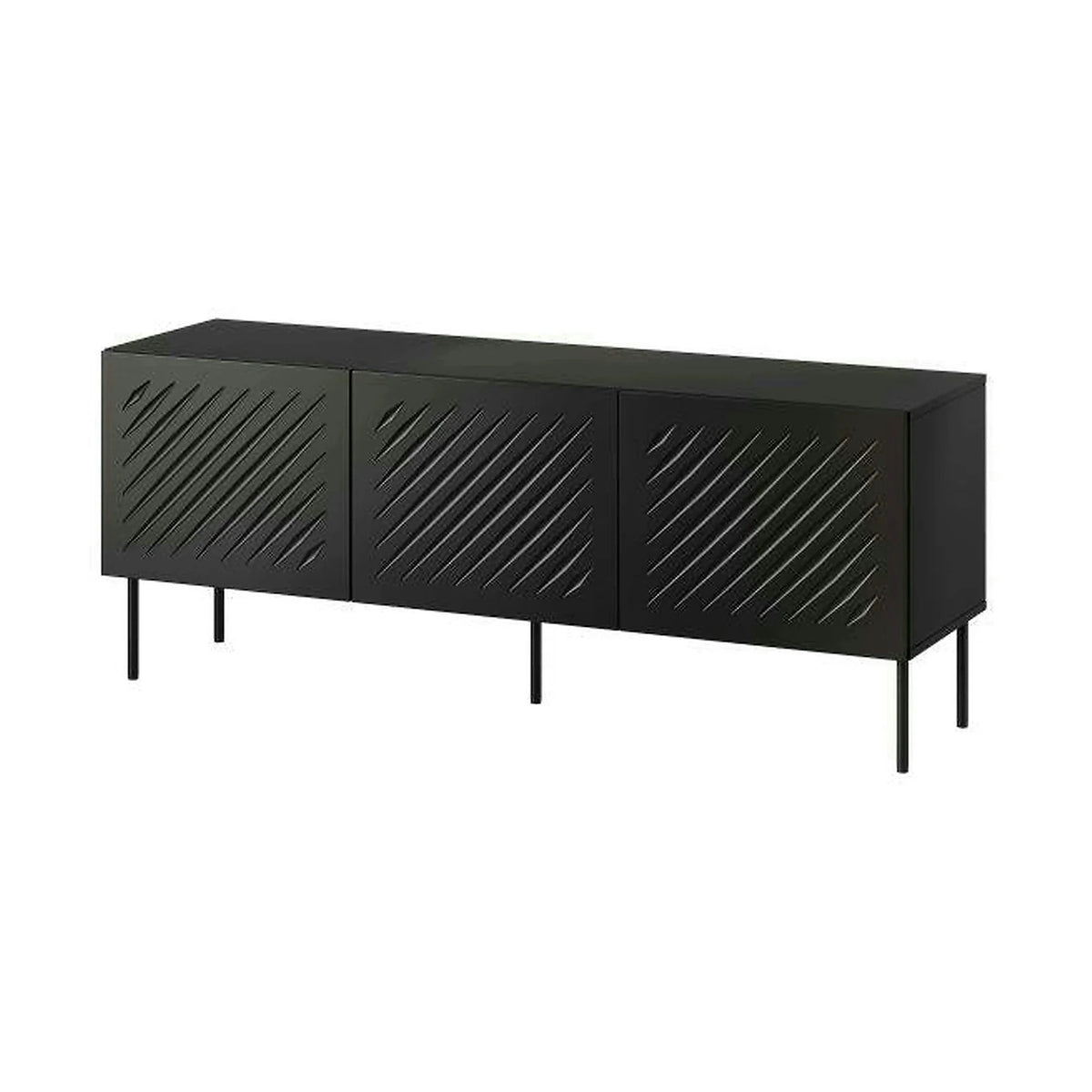 Comoda TV SIENA, negru, PAL laminat/metal, 151x40x60 cm