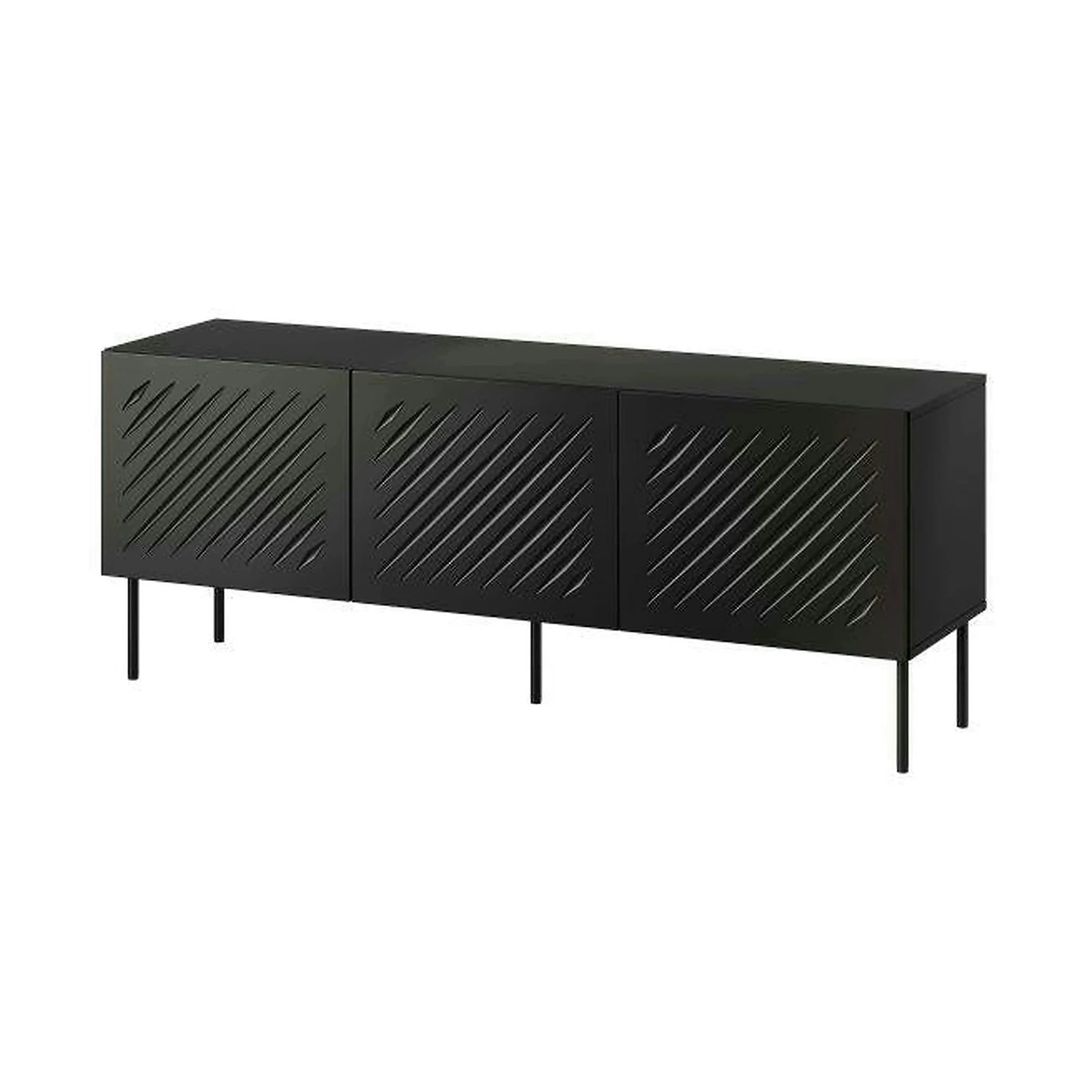 Comoda TV SIENA, negru, PAL laminat/metal, 151x40x60 cm