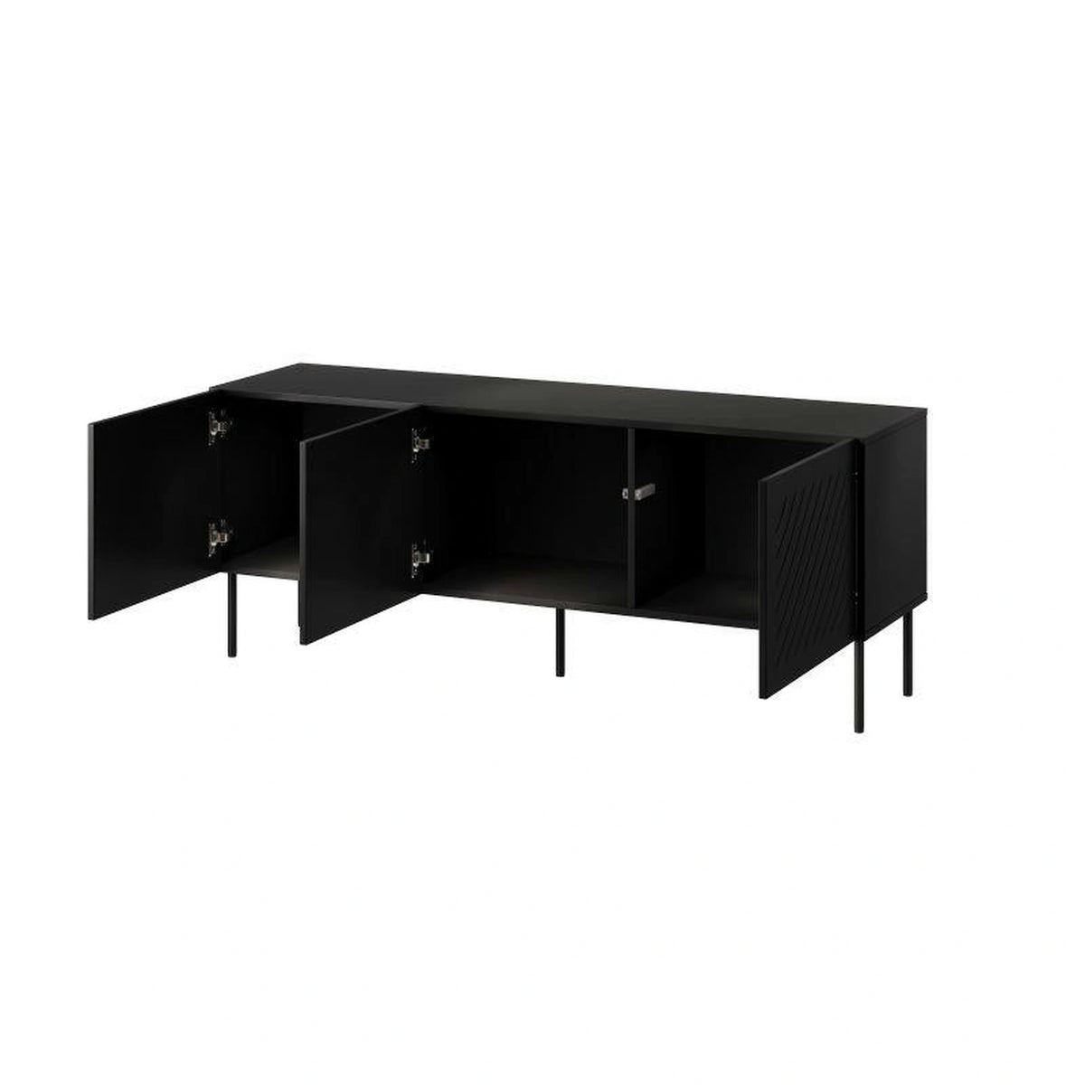 Comoda TV SIENA, negru, PAL laminat/metal, 151x40x60 cm