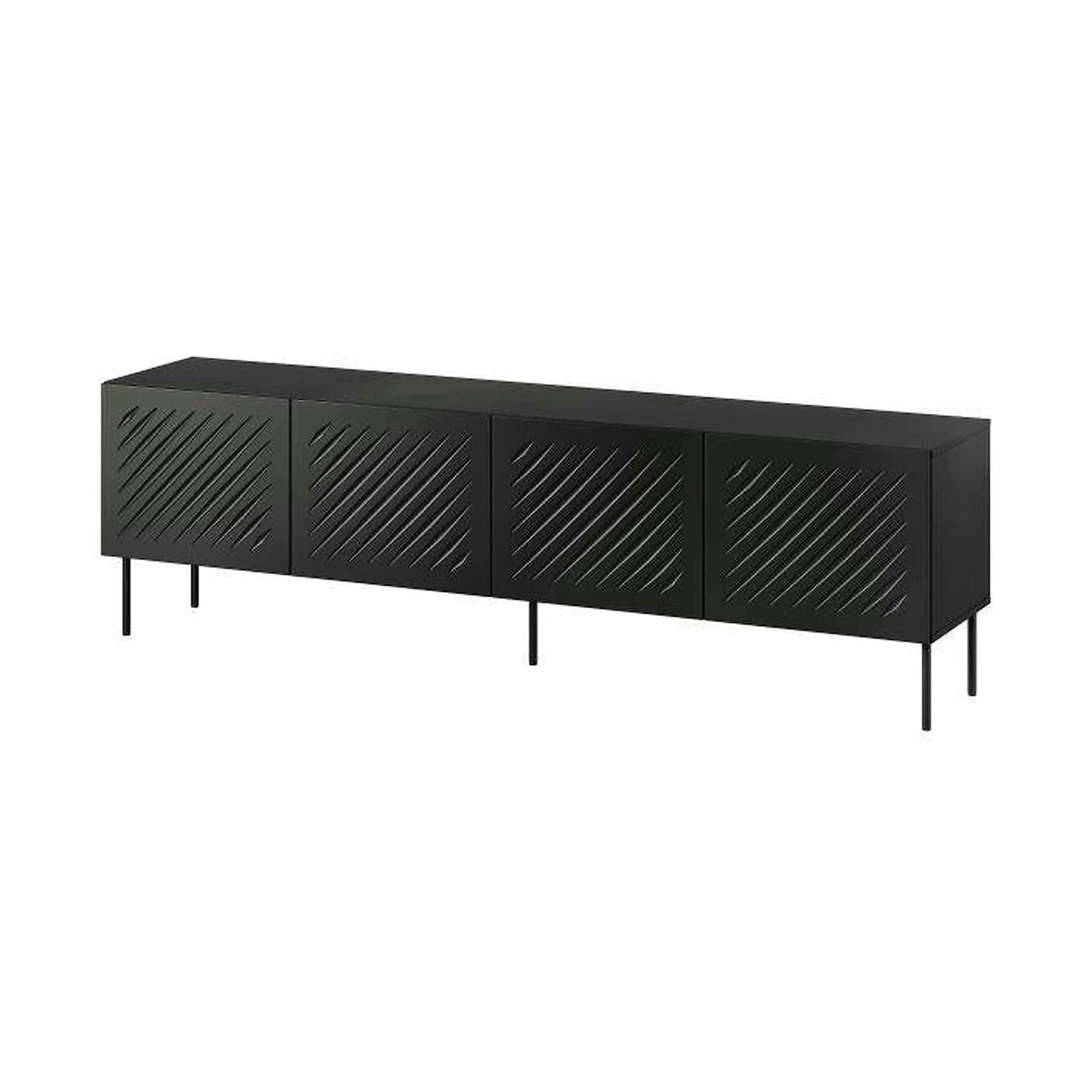 Comoda TV SIENA, negru, PAL laminat/metal, 201x40x60 cm