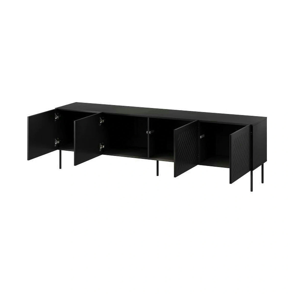 Comoda TV SIENA, negru, PAL laminat/metal, 201x40x60 cm