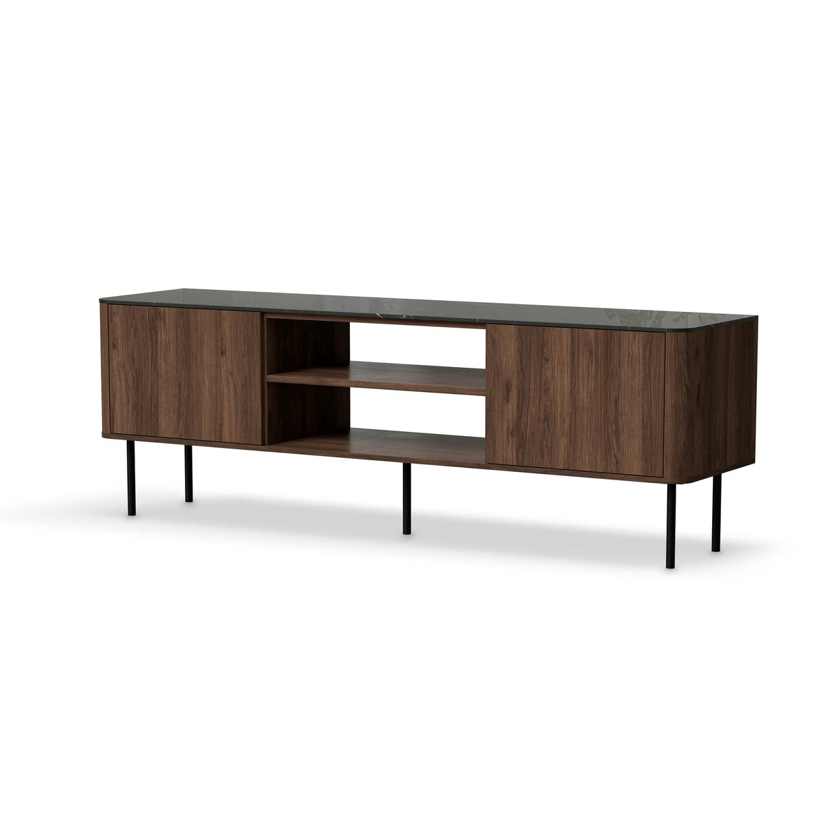 Comoda TV SOLANO, nuc/negru, PAL laminat, 150x40x55 cm