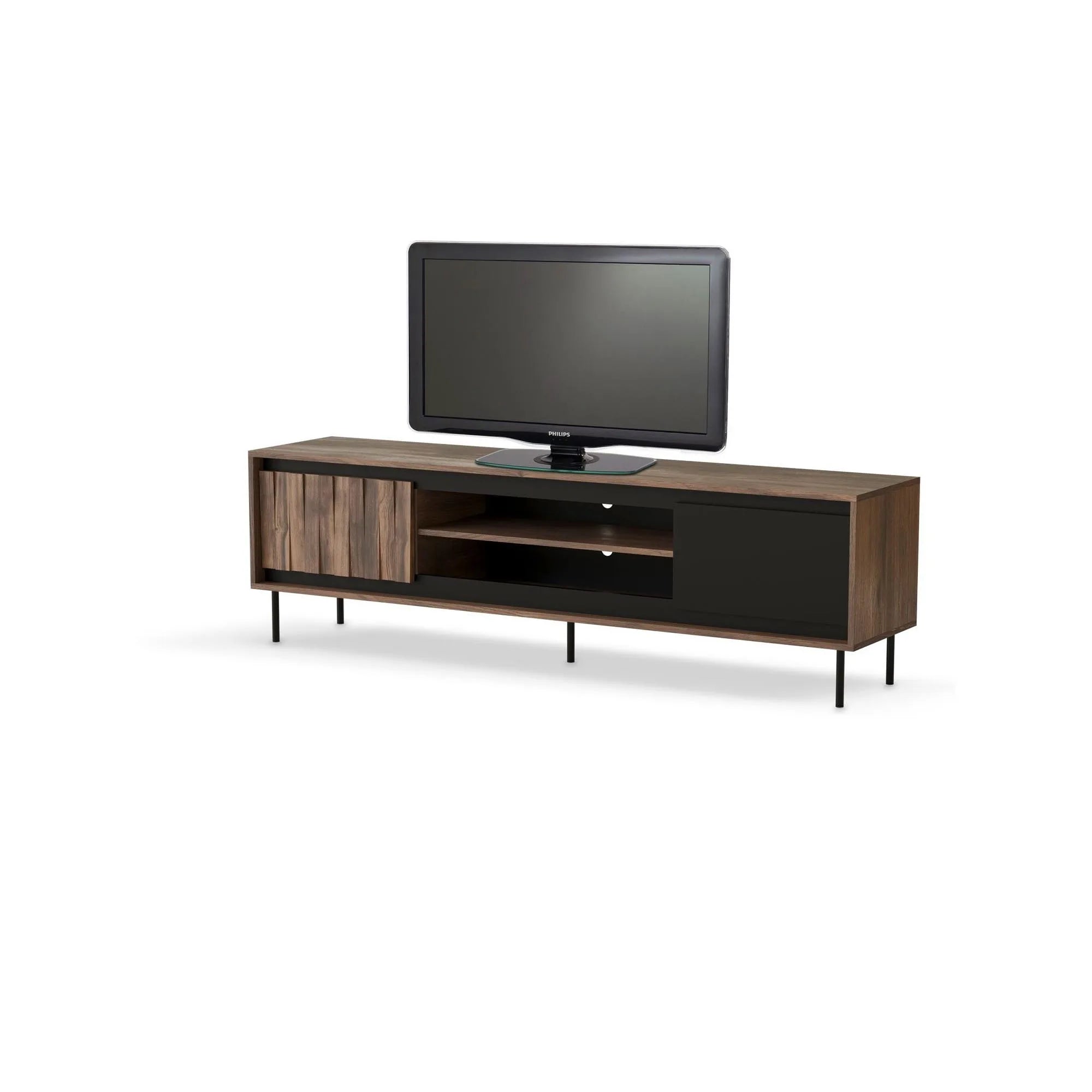 Comoda TV SWING RTV-1, nuc/negru, PAL laminat/metal, 180x40x53 cm
