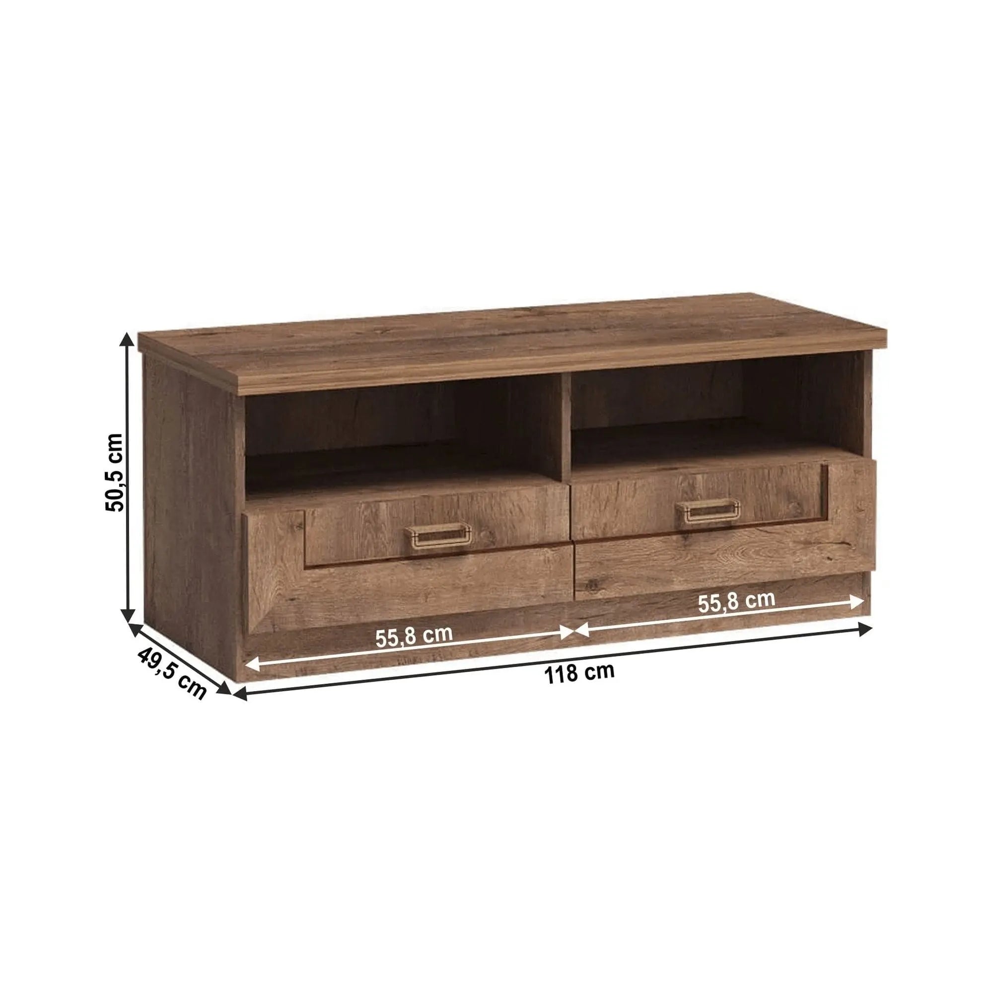 Comoda TV TEDY TYP T11, stejar lefkas, PAL melaminat, 118x50x50 cm