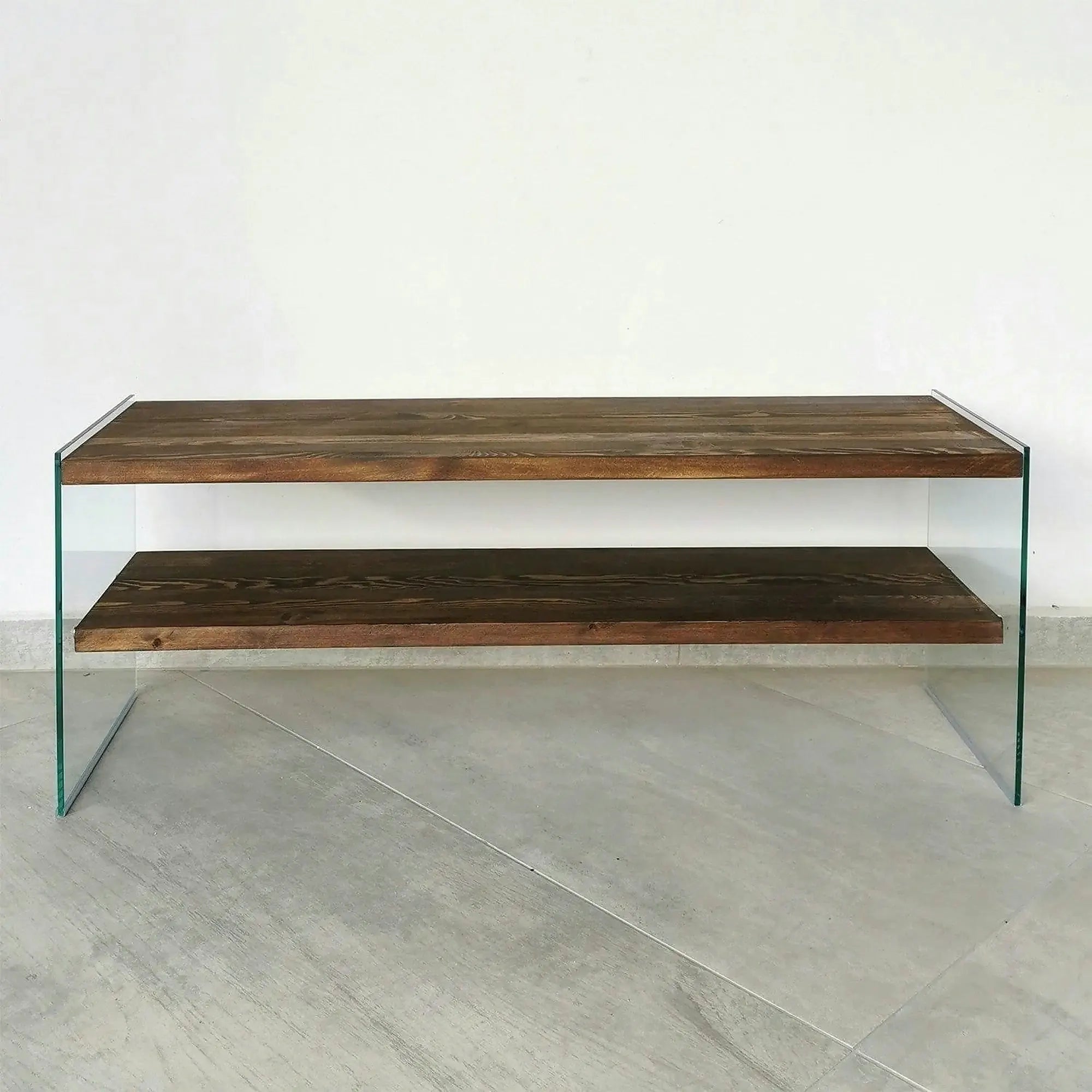 Comoda TV TV103, nuc, sticla/lemn, 120x35x45 cm