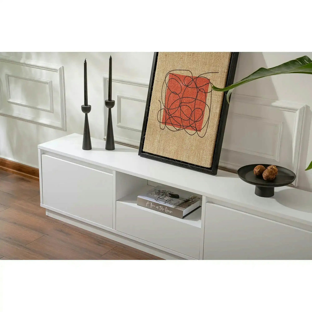 Comoda TV VANGUARD, alb, PAL, 160x30x42 cm