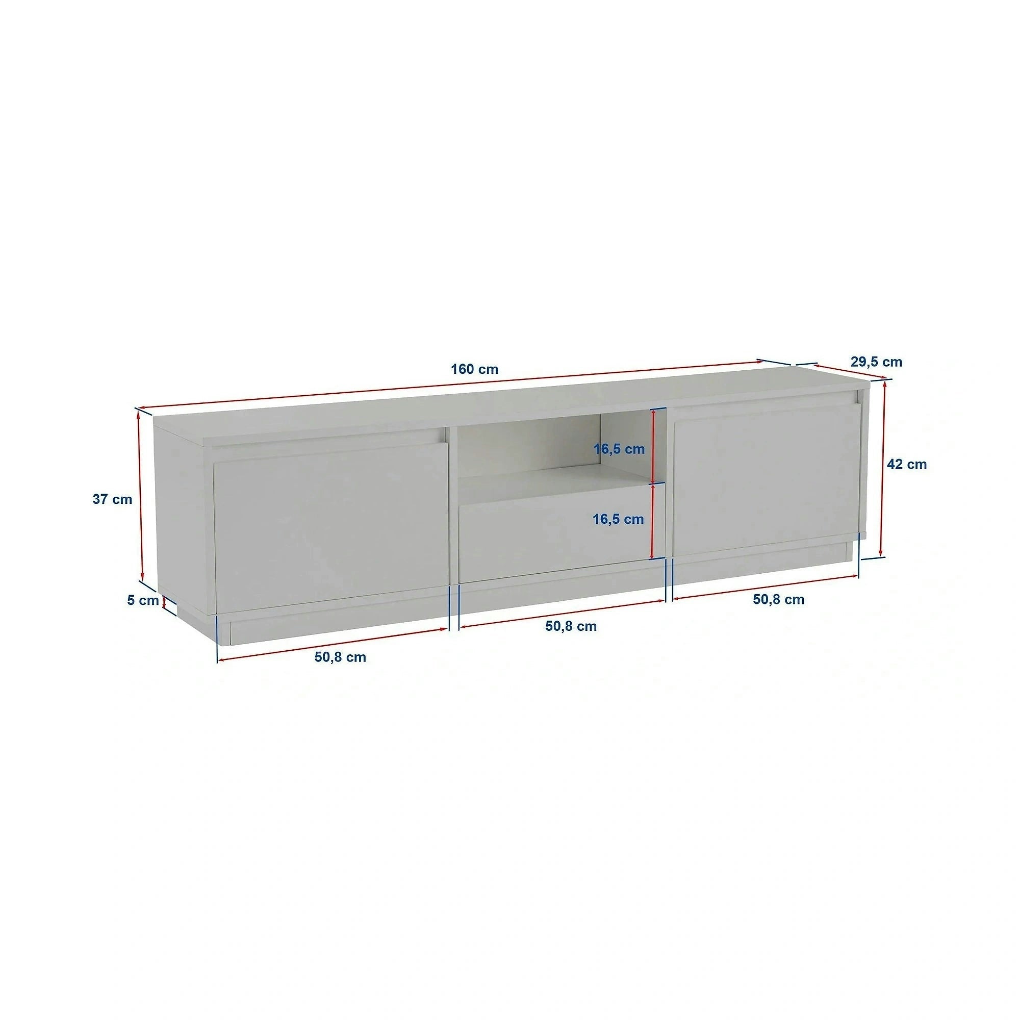 Comoda TV VANGUARD, alb, PAL, 160x30x42 cm