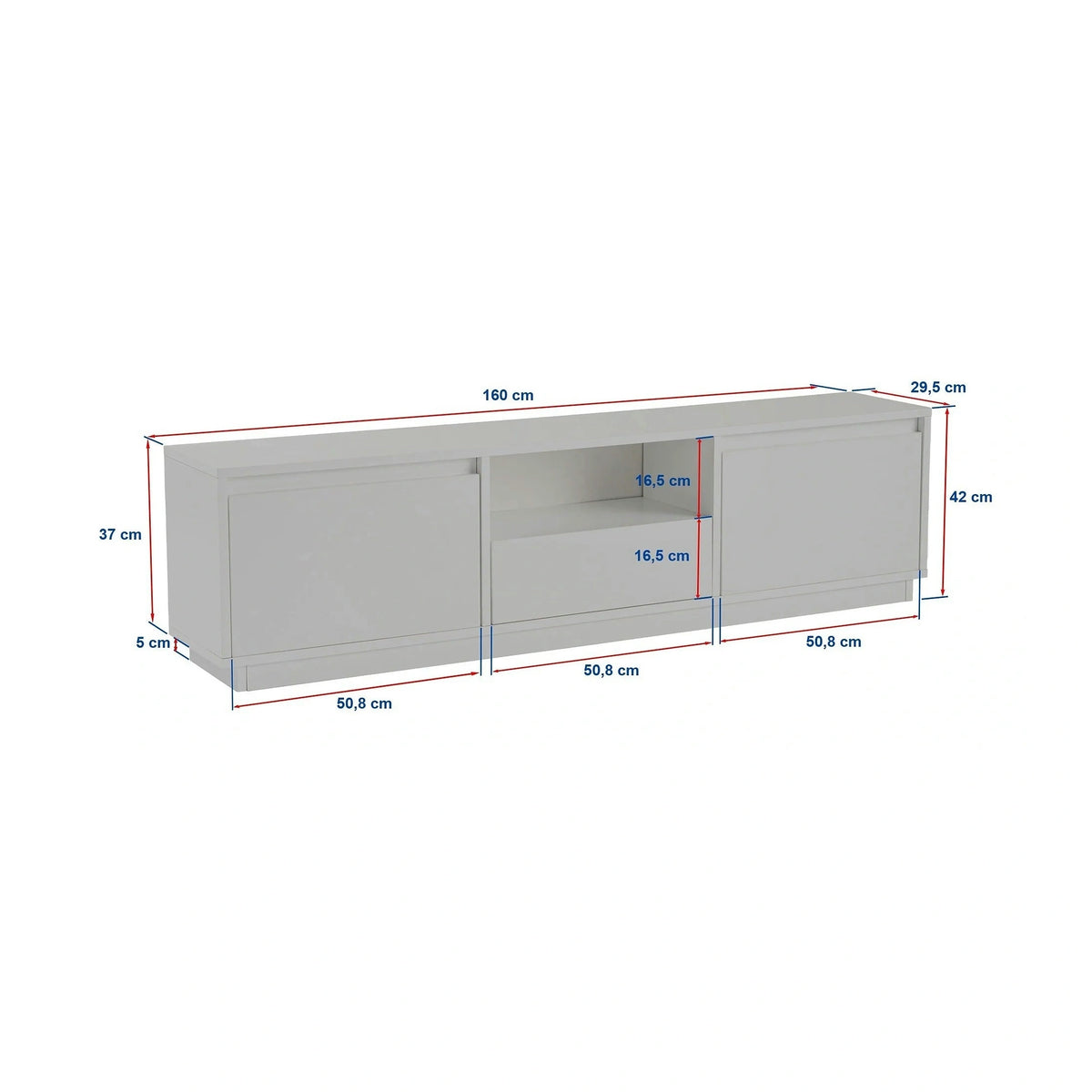 Comoda TV VANGUARD, negru, PAL, 160x30x42 cm