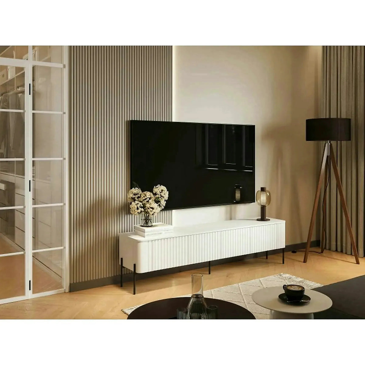 Comoda TV VERA, alb, PAL laminat, 190x40x50 cm