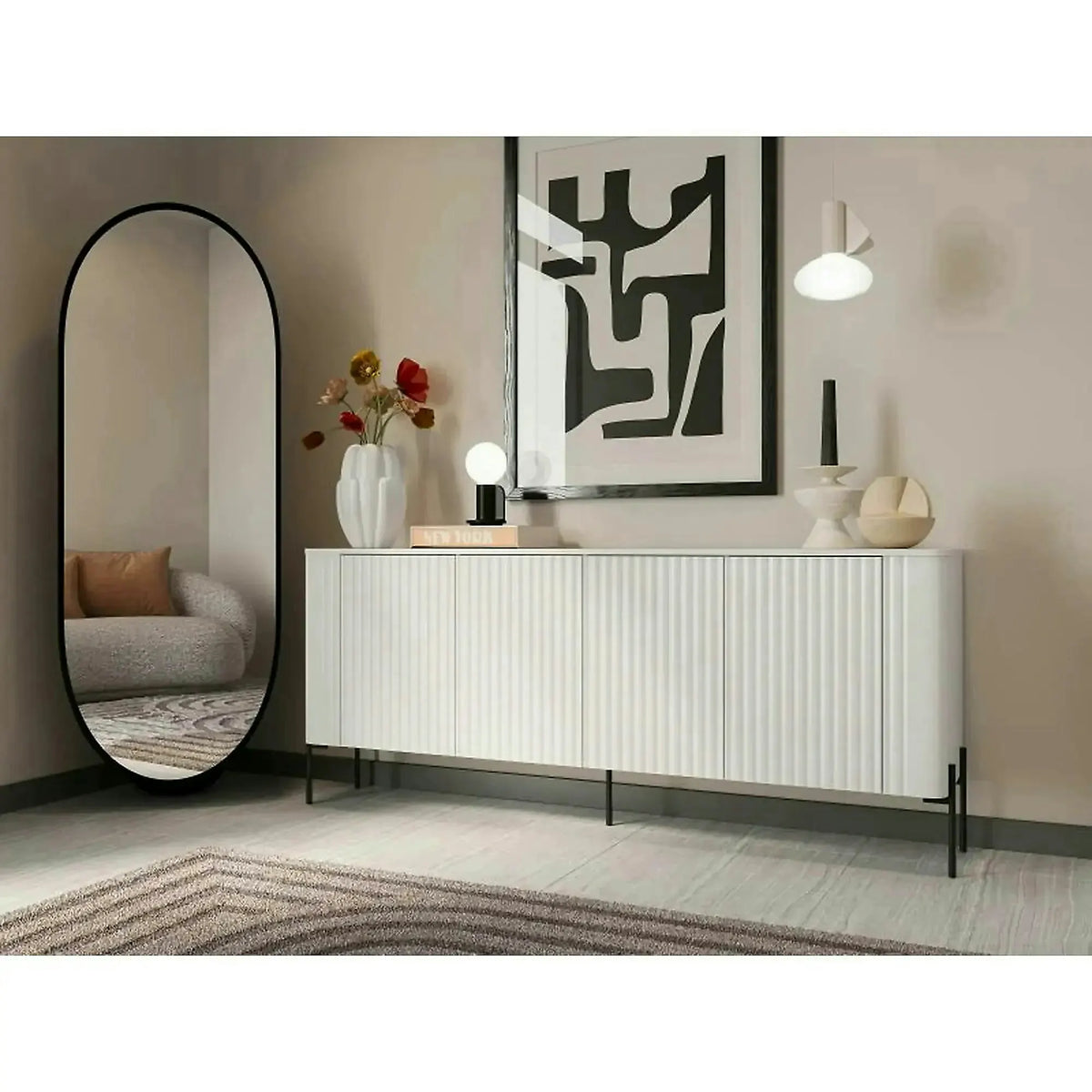 Comoda VERA, alb, PAL laminat, 190x40x80 cm