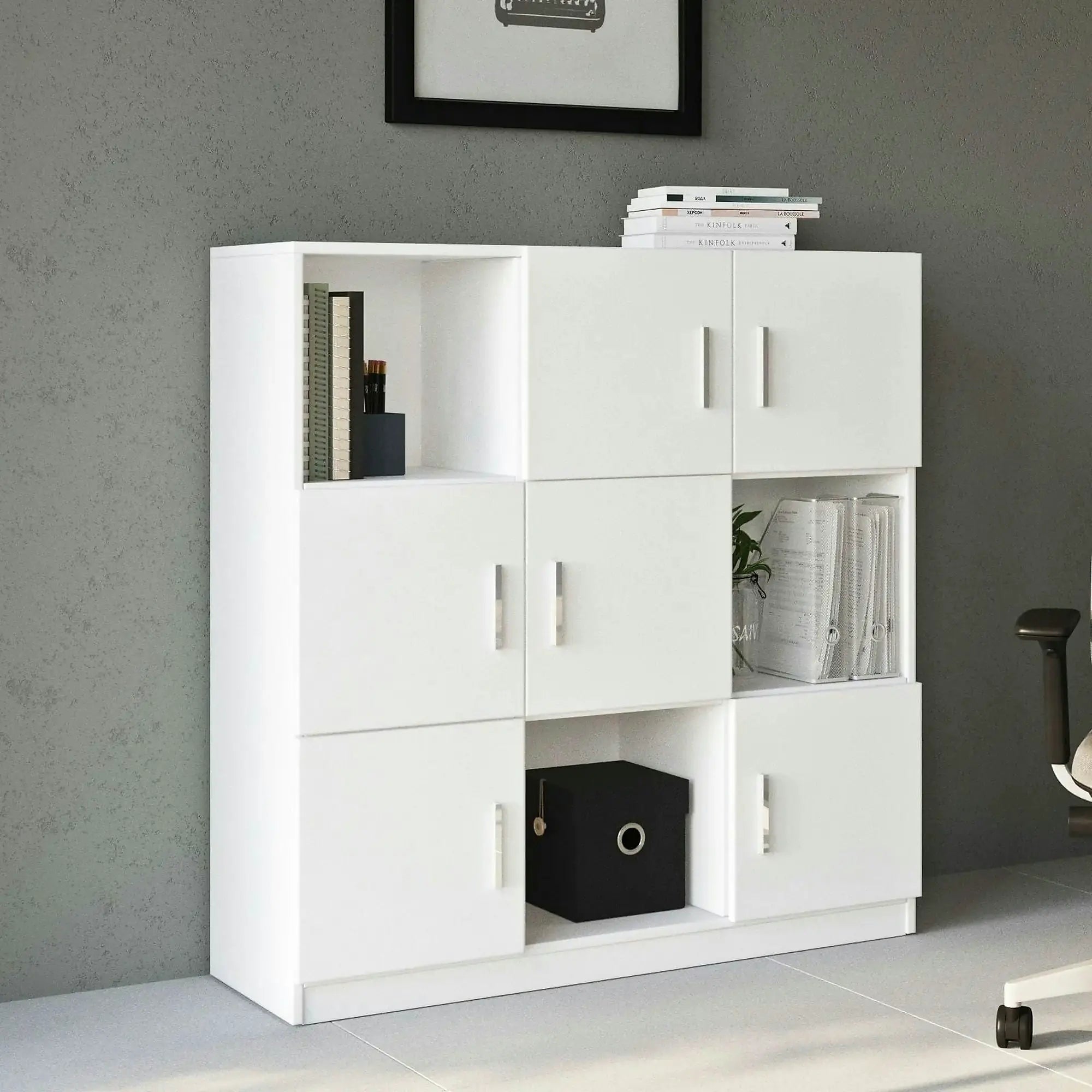 Comoda VO7-W, alb, PAL melaminat, 120x38x122 cm